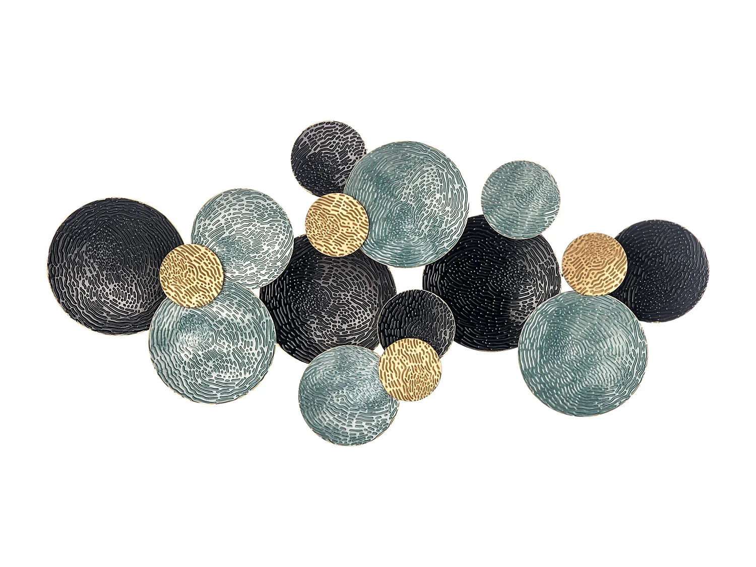 Wall art in metallo 3d a cerchi 133x66cm blu nero oro