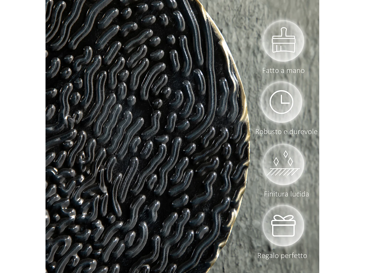 Wall art in metallo 3d a cerchi 133x66cm blu nero oro