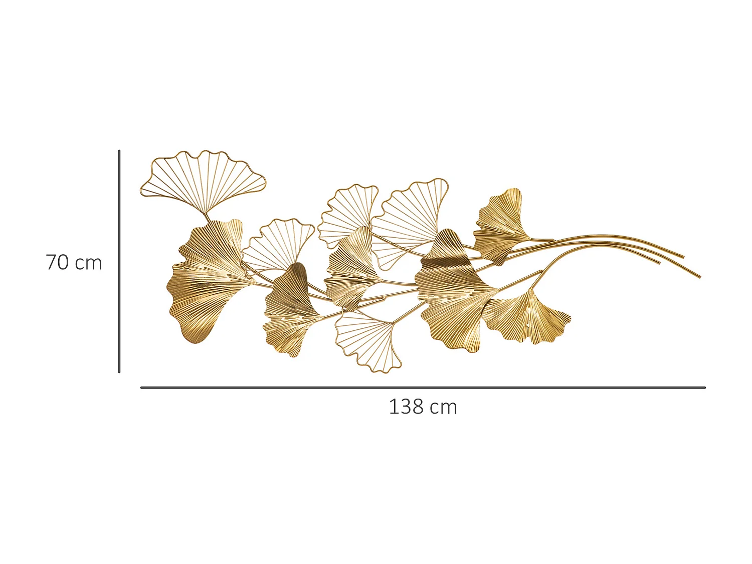 Decorazione murale 3d wall art con foglie di ginkgo 138x70cm