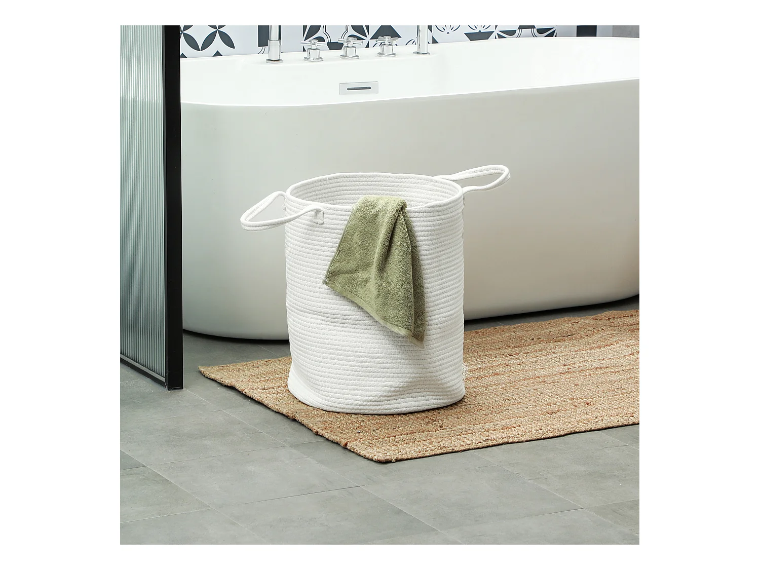 Cesto portabiancheria da 36l portatile e pieghevole Ø38x45 cm crema