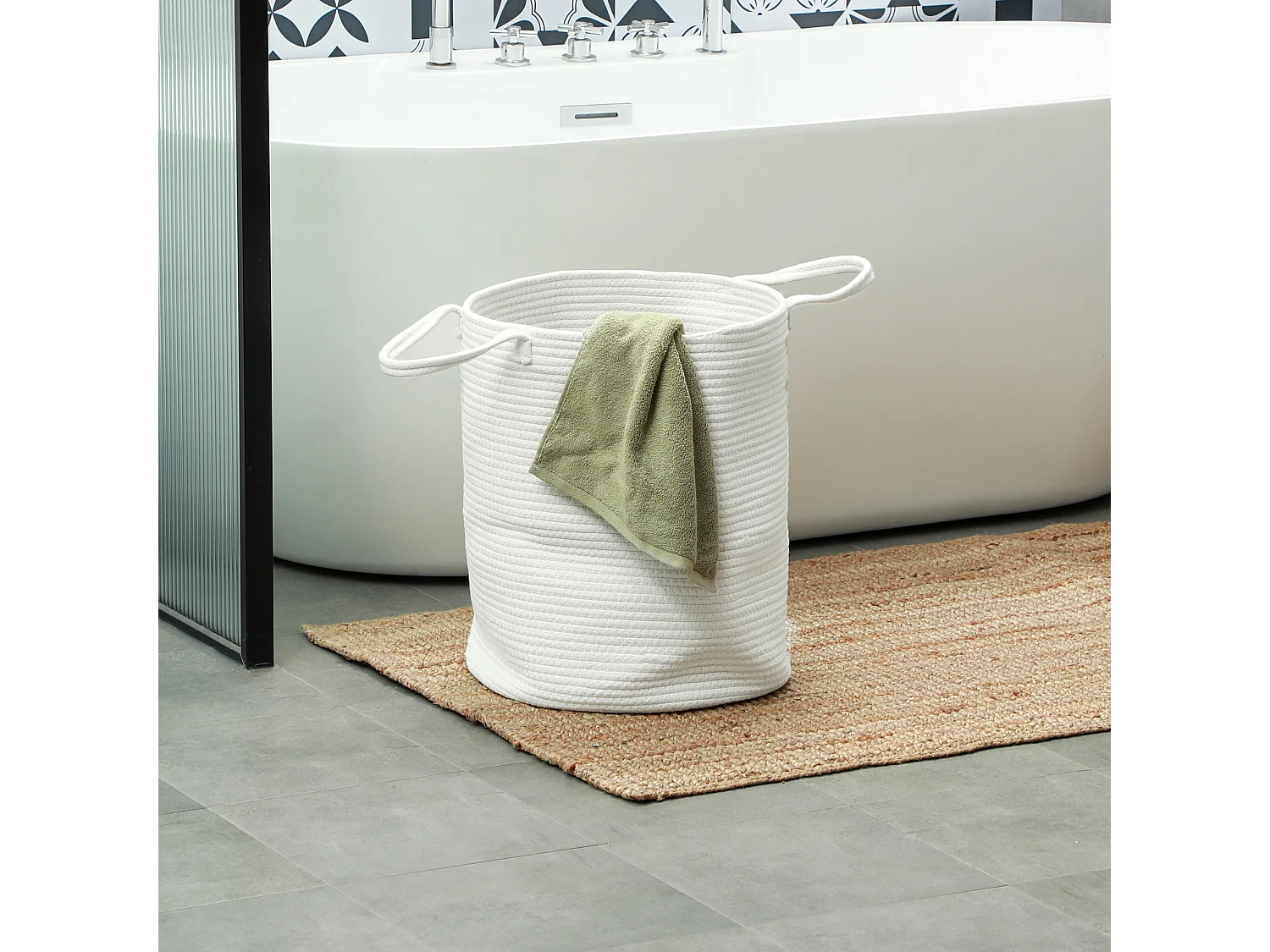 Cesto portabiancheria da 36l portatile e pieghevole Ø38x45 cm crema