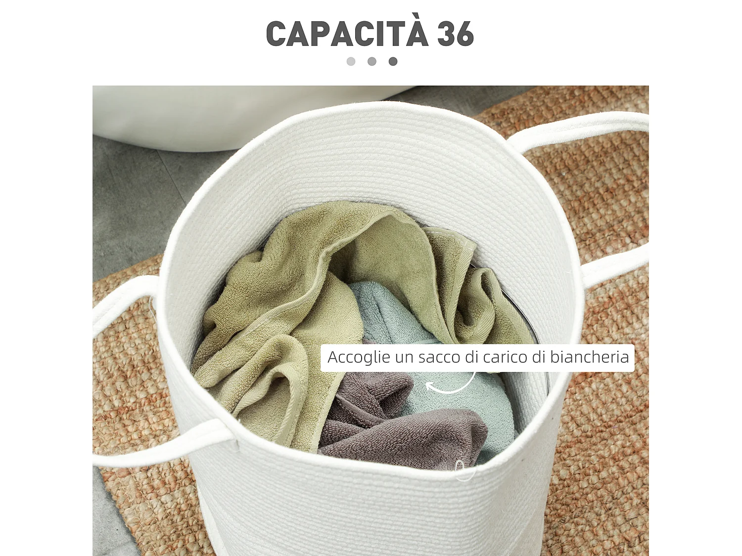 Cesto portabiancheria da 36l portatile e pieghevole Ø38x45 cm crema