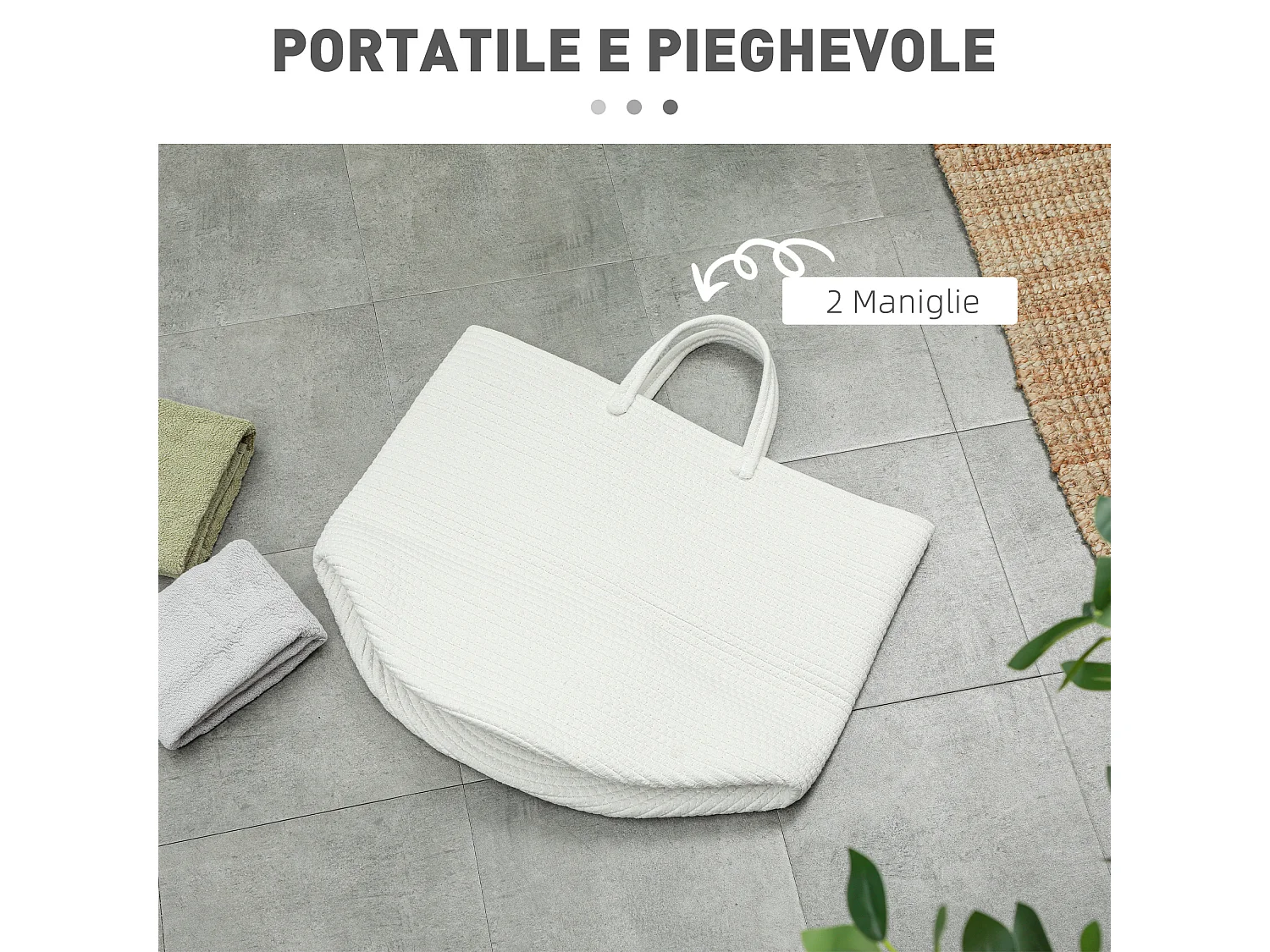 Cesto portabiancheria da 36l portatile e pieghevole Ø38x45 cm crema