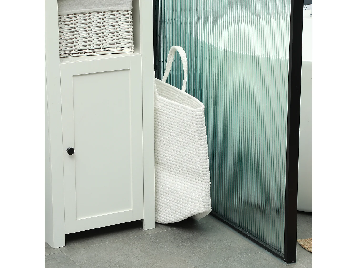 Cesto portabiancheria da 36l portatile e pieghevole Ø38x45 cm crema