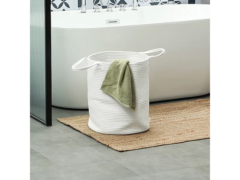 Cesto portabiancheria da 36l portatile e pieghevole Ø38x45 cm crema