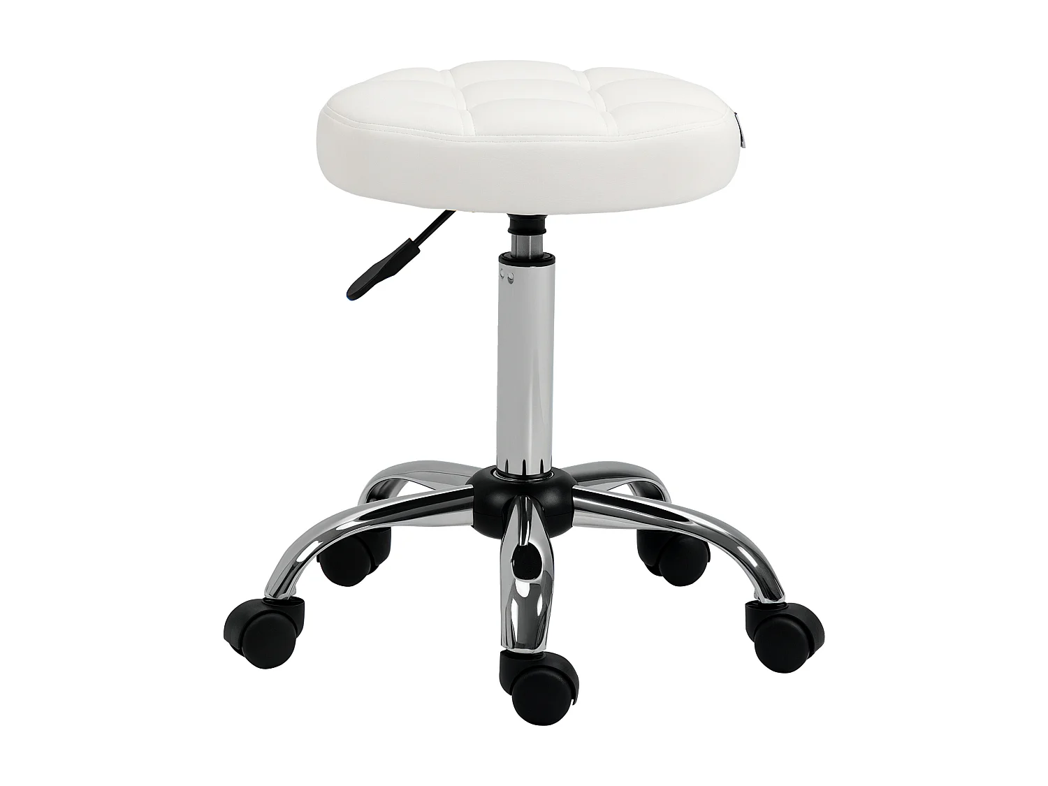 Sgabello girevole rotondo con ruote e altezza regolabile bianco