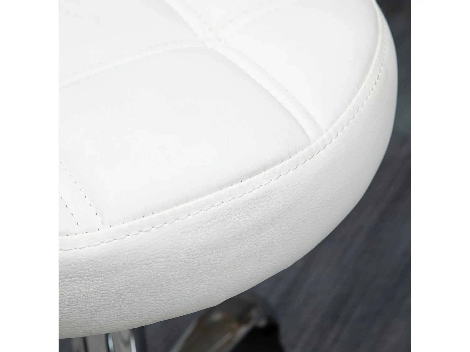 Sgabello girevole rotondo con ruote e altezza regolabile bianco