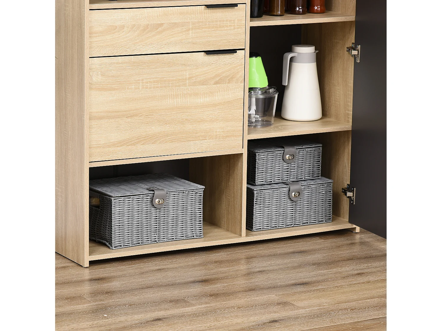 Set 3 cestini in vimini pp con coperchio di diverse dimensioni