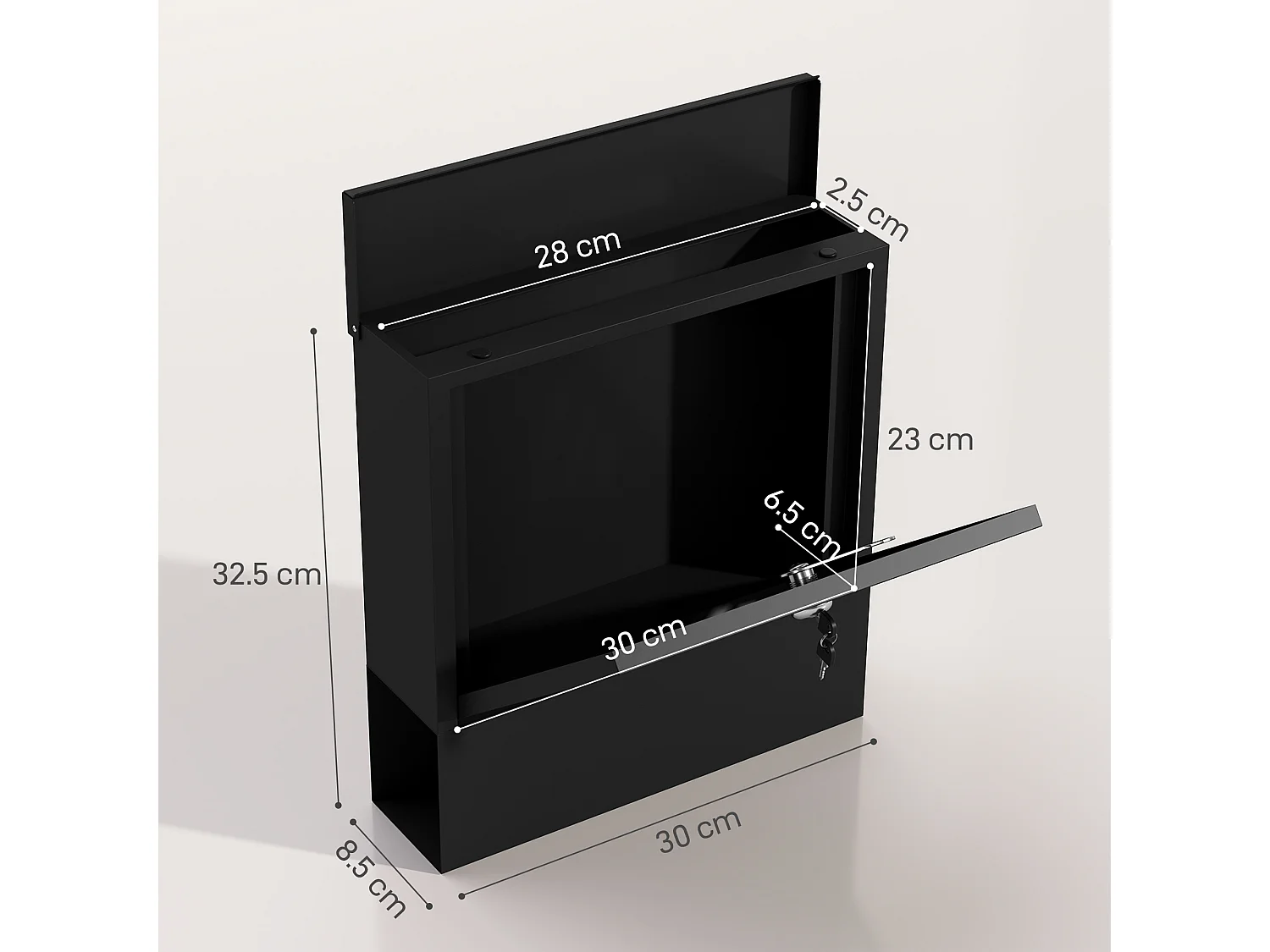 Cassetta postale a muro con finestrella e serratura in metallo grigio