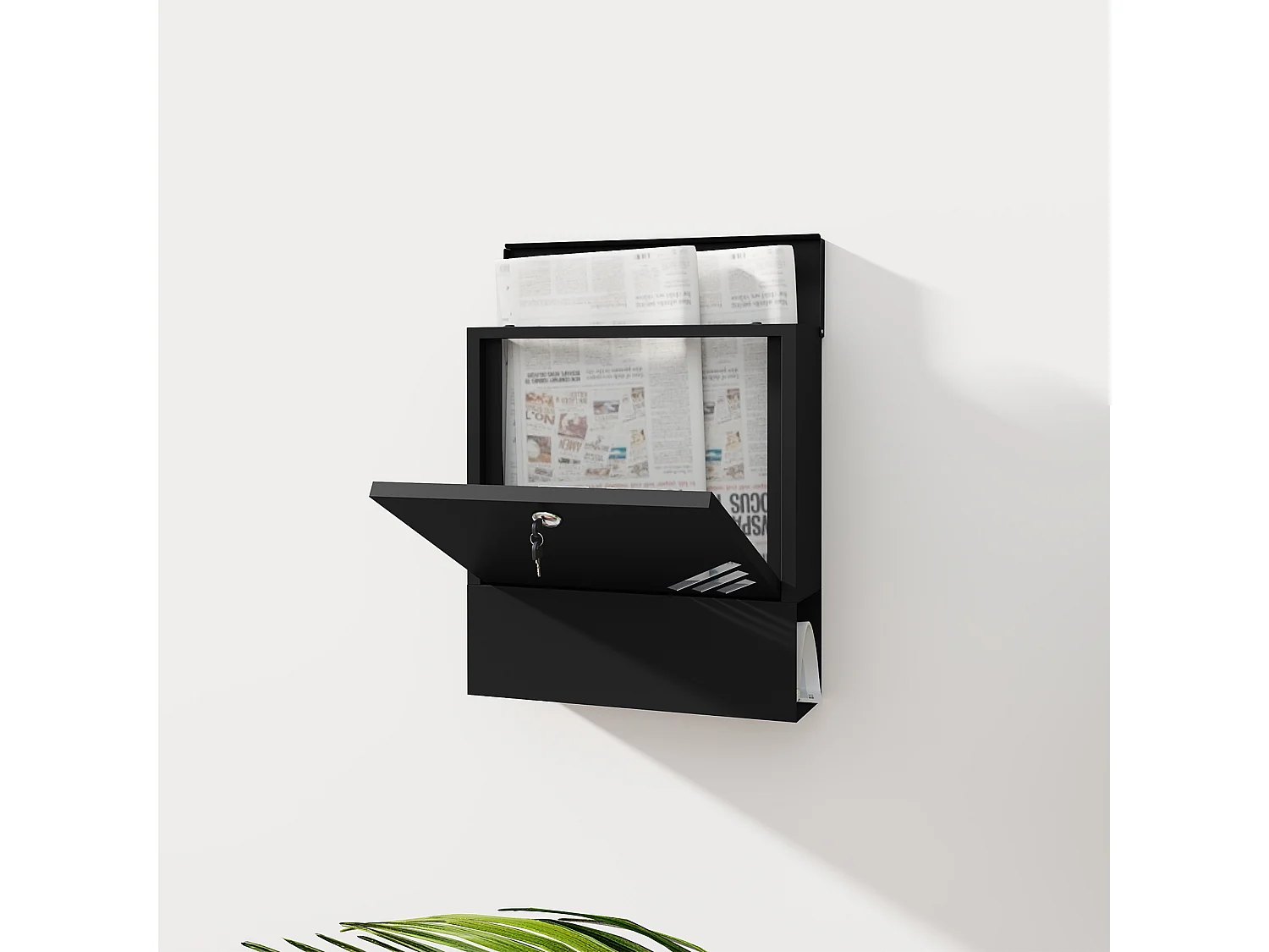 Cassetta postale a muro con finestrella e serratura in metallo grigio