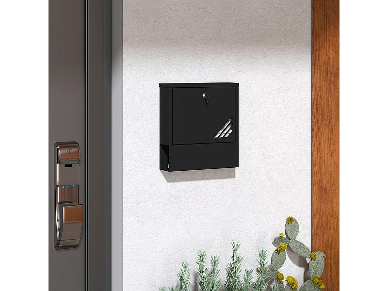 Cassetta postale a muro con finestrella e serratura in metallo grigio
