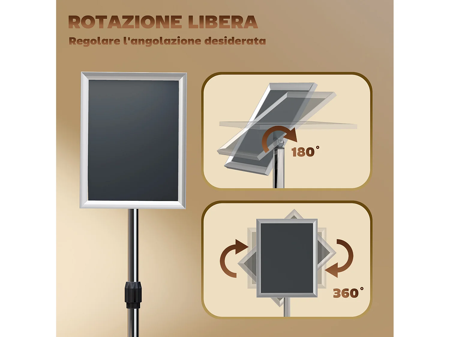 Espositore per poster a3 con altezza e inclinazione regolabili