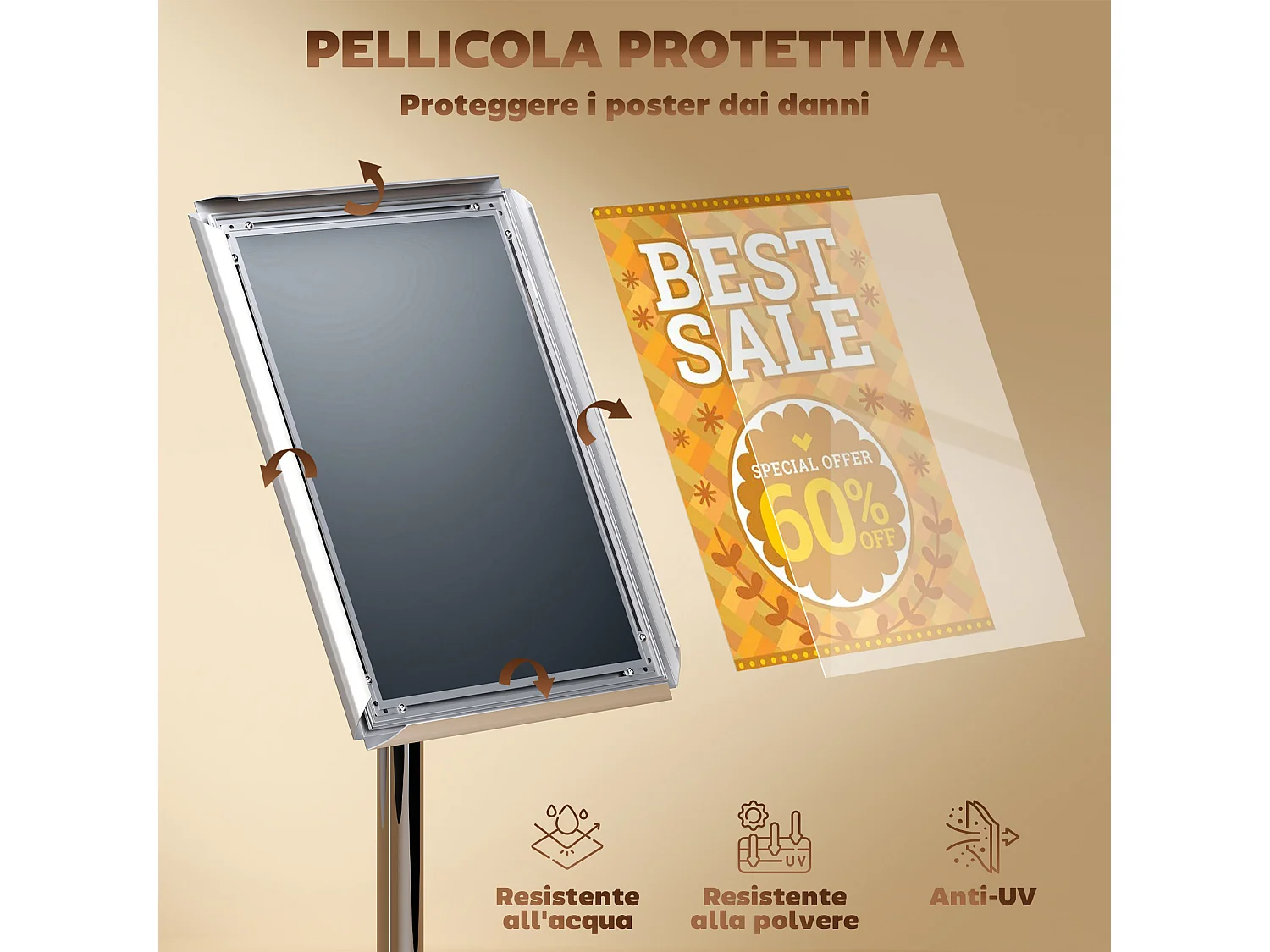Espositore per poster a3 con altezza e inclinazione regolabili