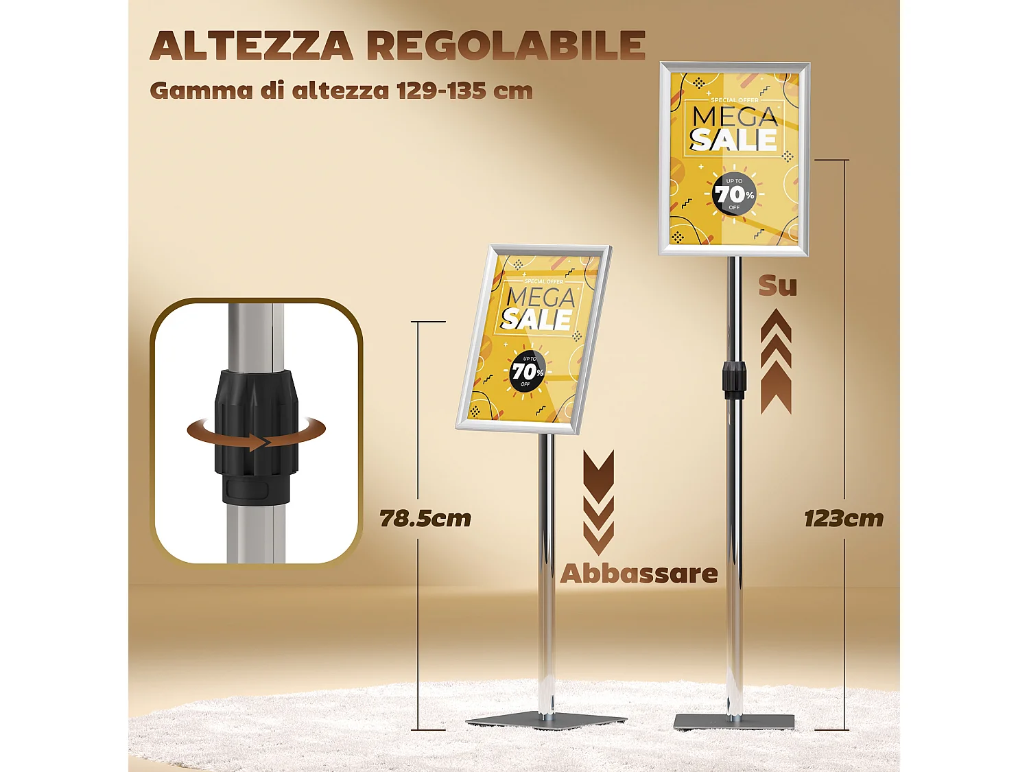 Espositore per poster a3 con altezza e inclinazione regolabili