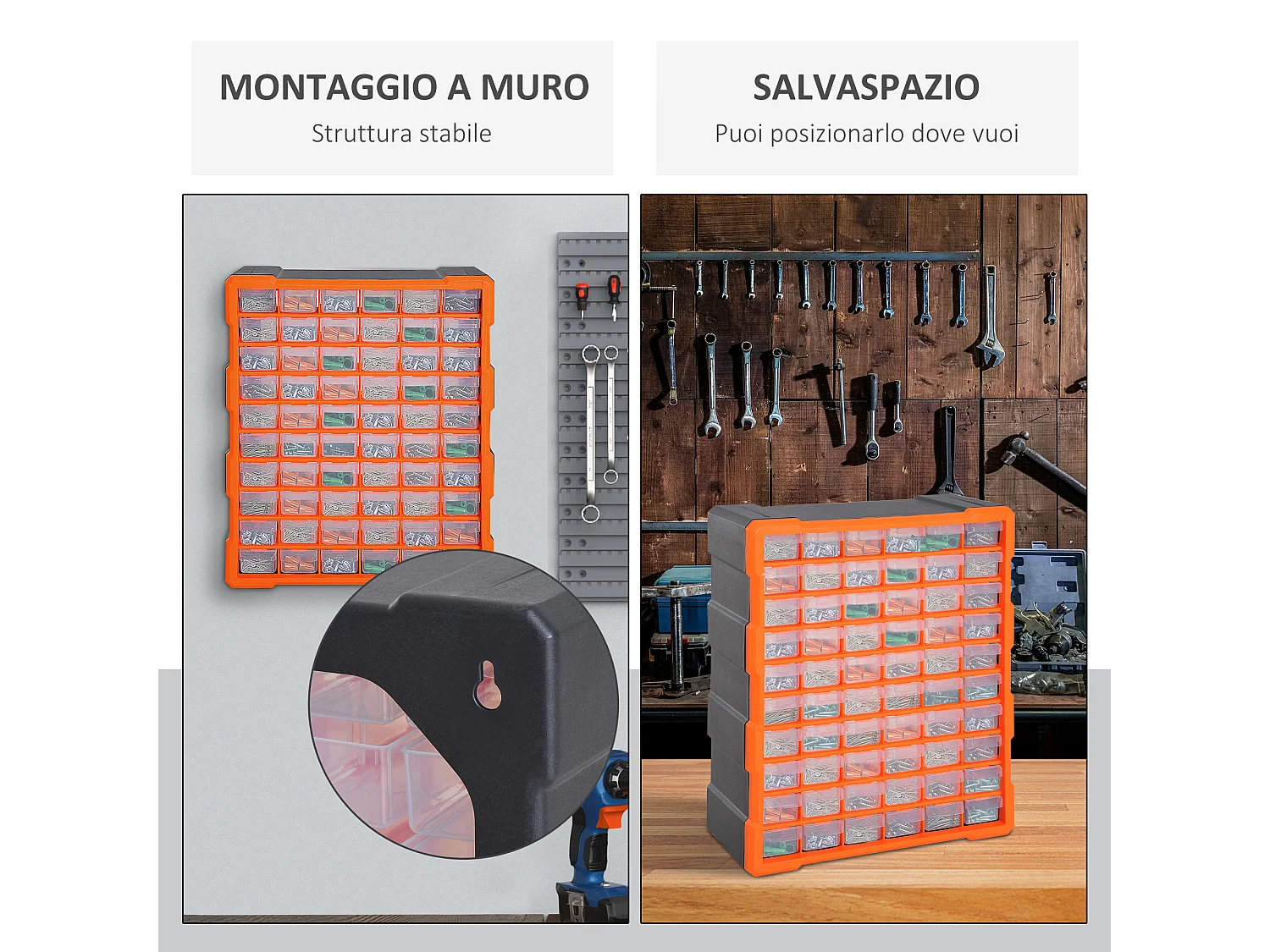 Cassettiera plastica 60 cassetti porta minuteria