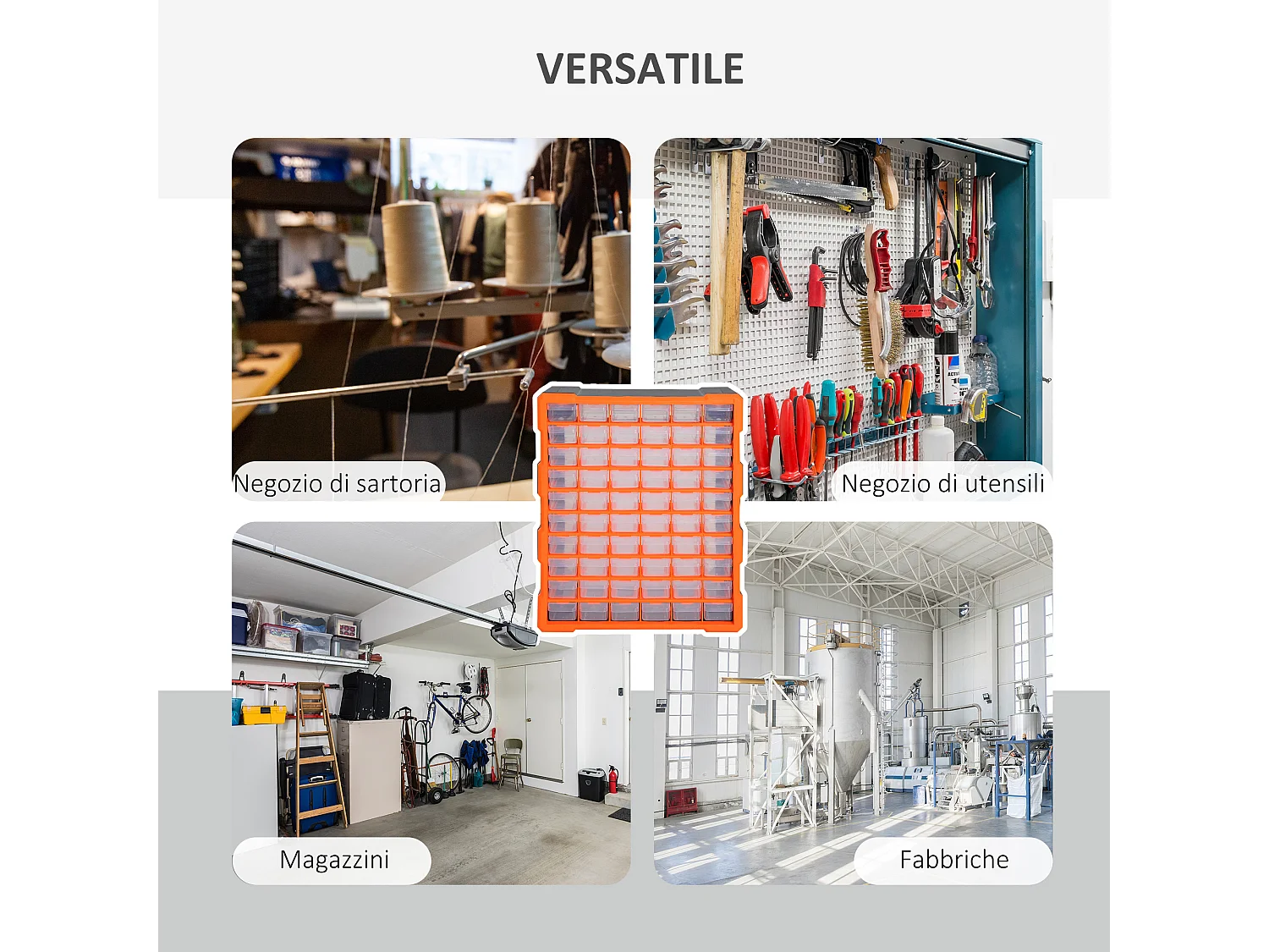 Cassettiera plastica 60 cassetti porta minuteria