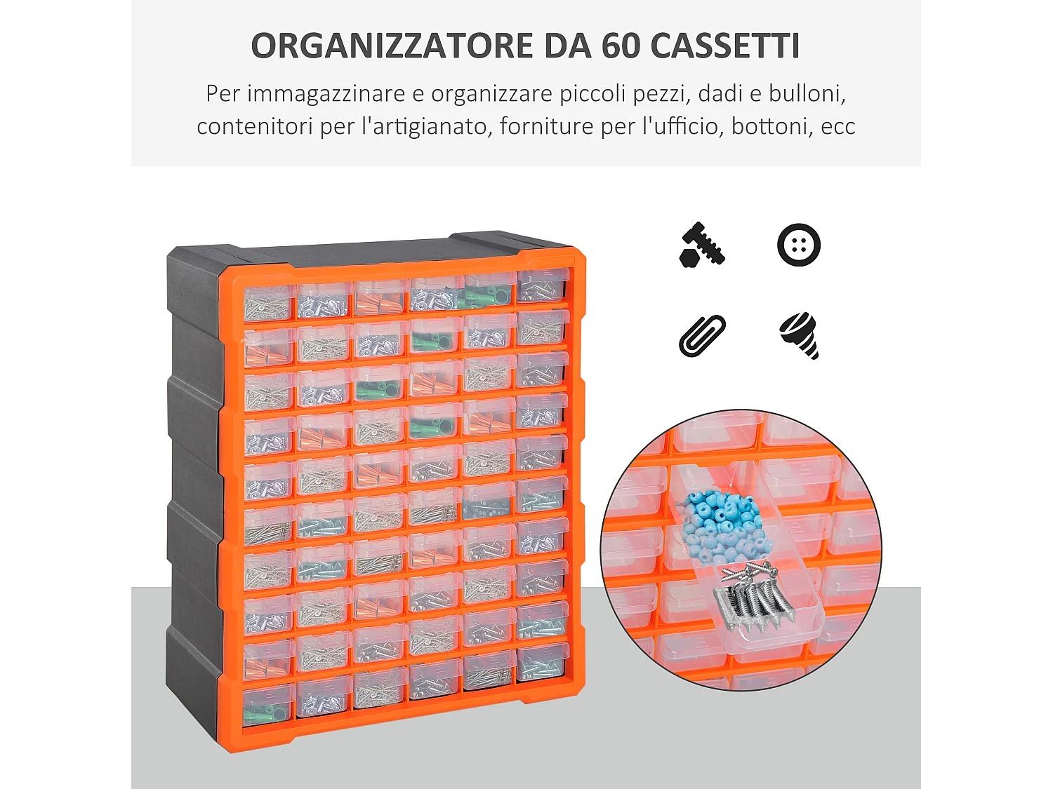 Cassettiera plastica 60 cassetti porta minuteria