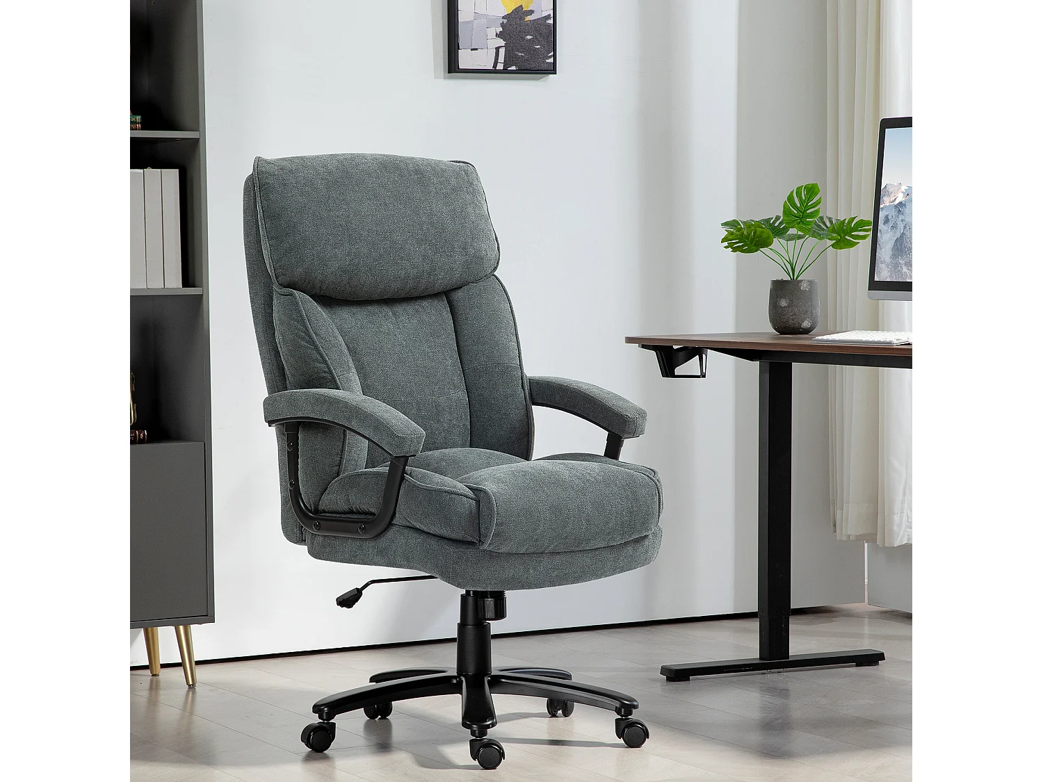 Sedia da ufficio rinforzata girevole e inclinabile grigio