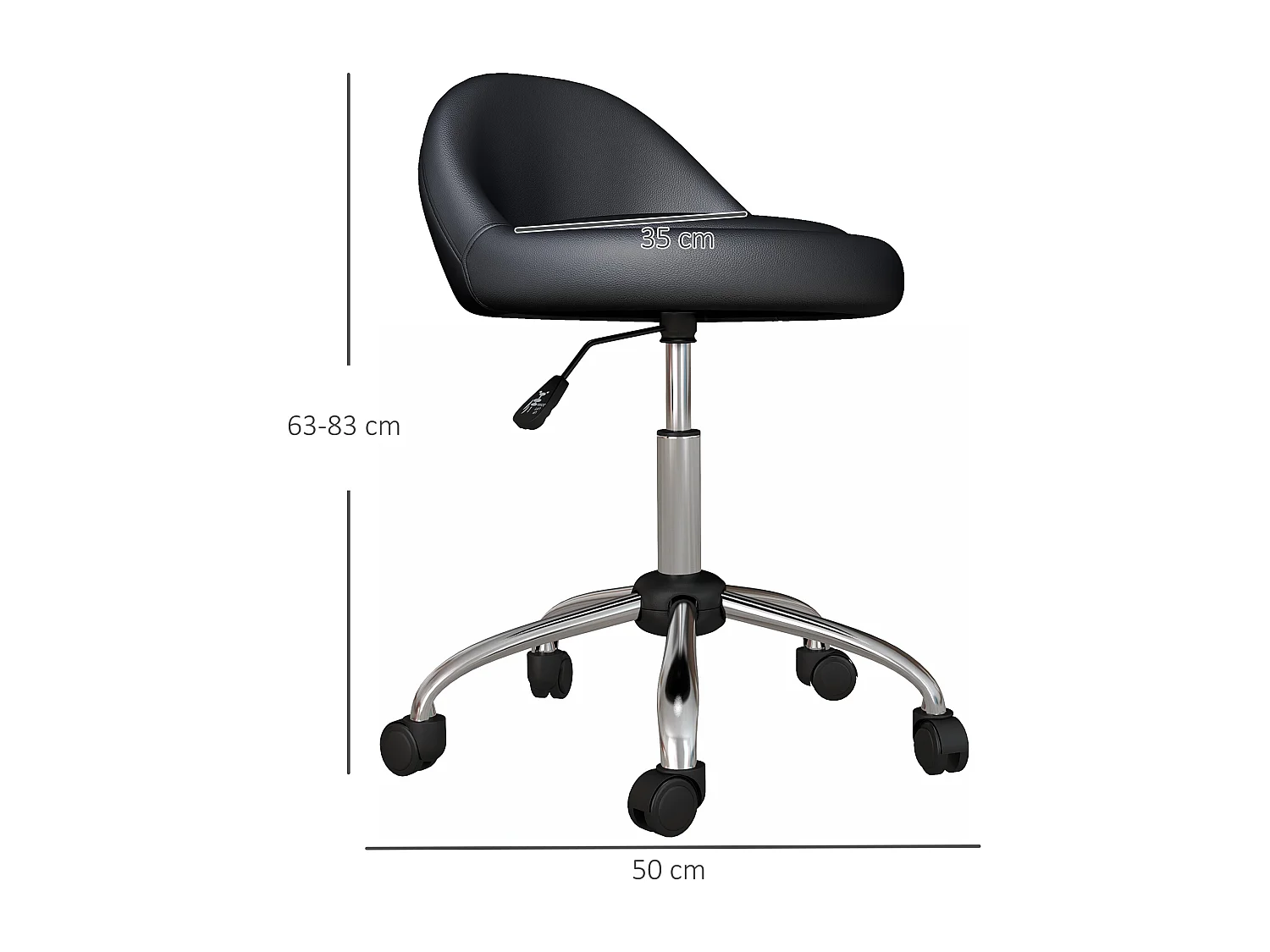 Sgabello con ruote seduta girevole e altezza regolabile nero