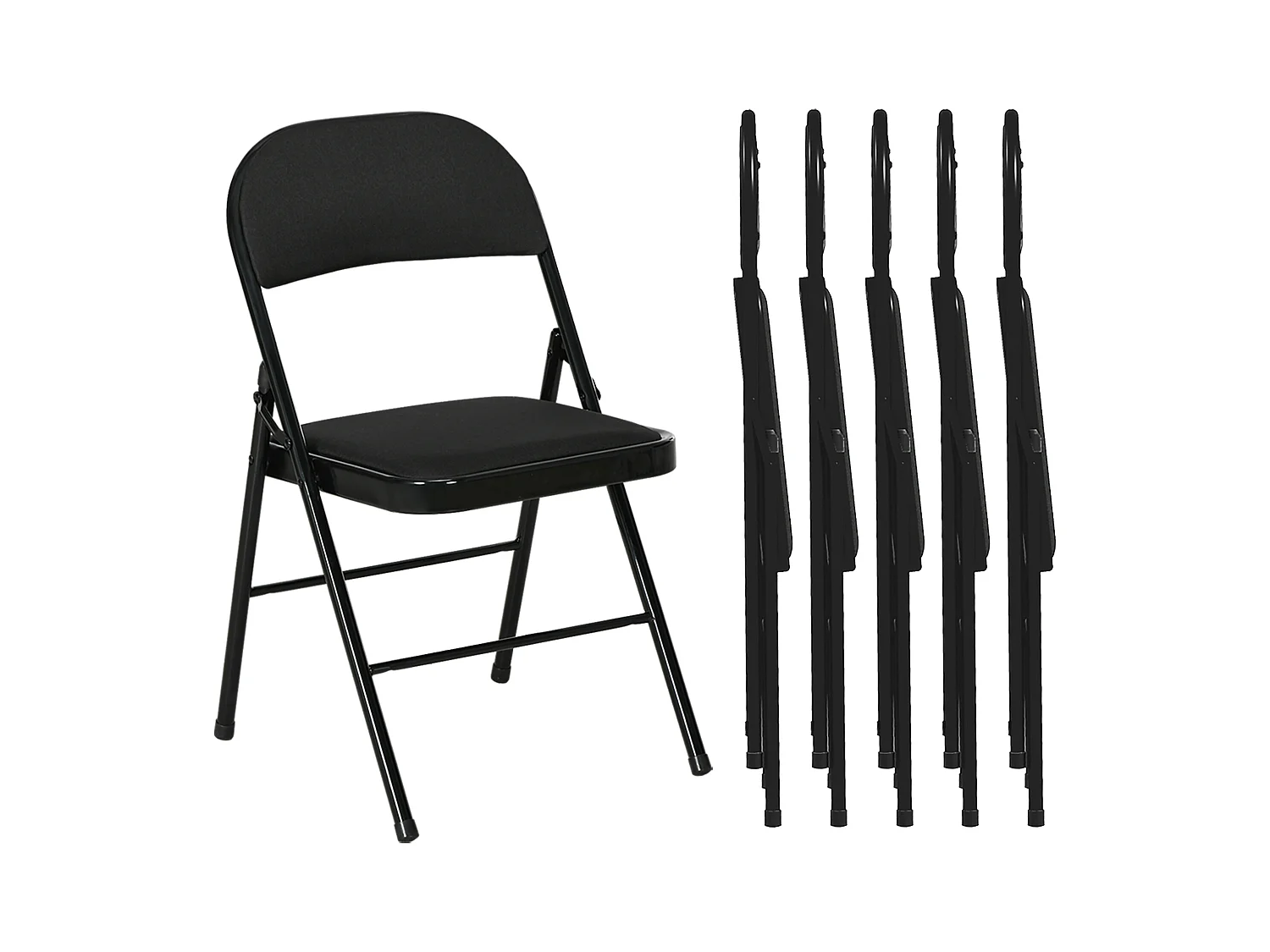 Set 6 sedie pieghevoli con seduta imbottita in finta pelle nero