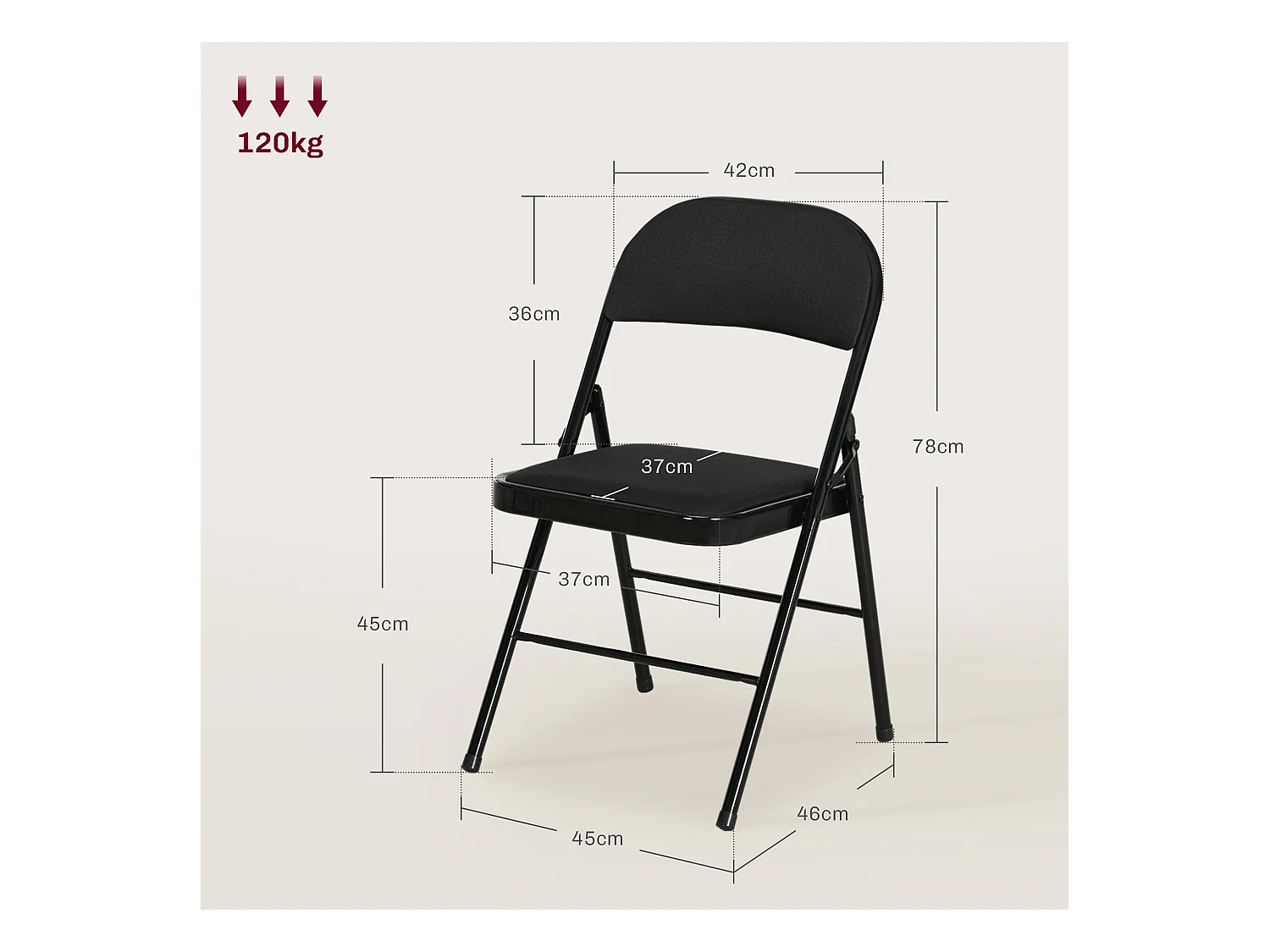 Set 6 sedie pieghevoli con seduta imbottita in finta pelle nero