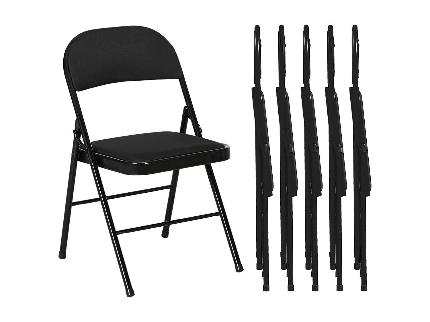 Set 6 sedie pieghevoli con seduta imbottita in finta pelle nero