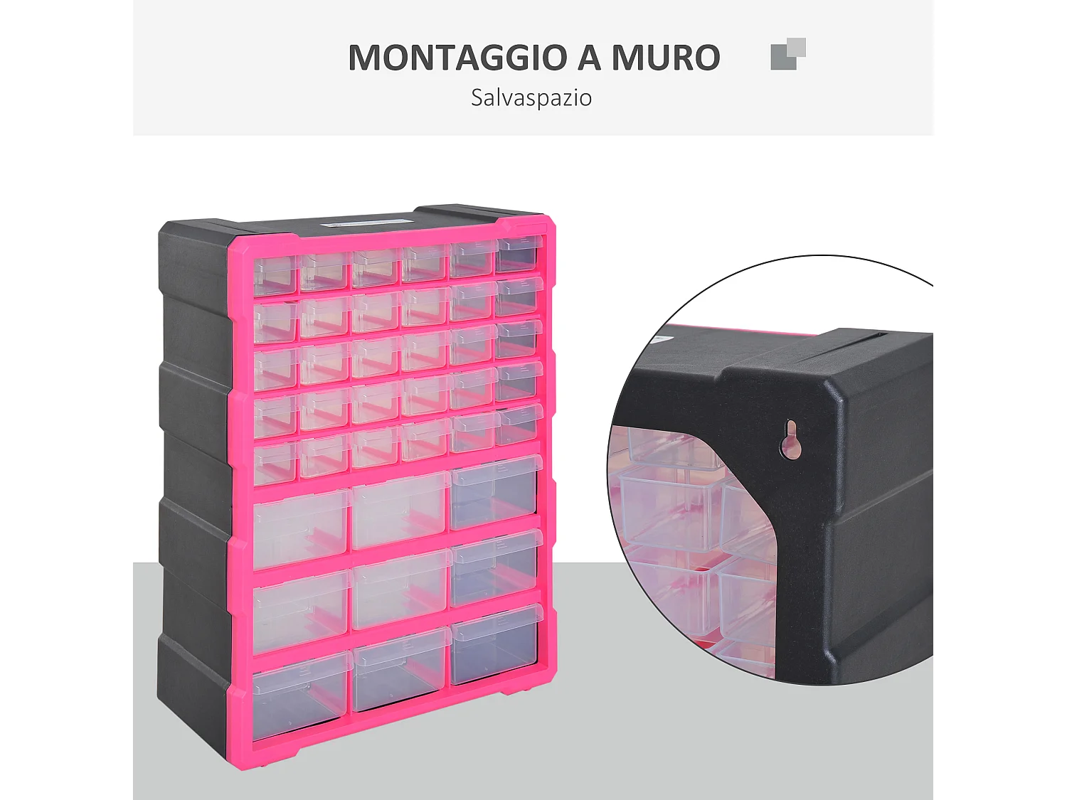 Cassettiera portaminuterie 39 cassetti trasparenti