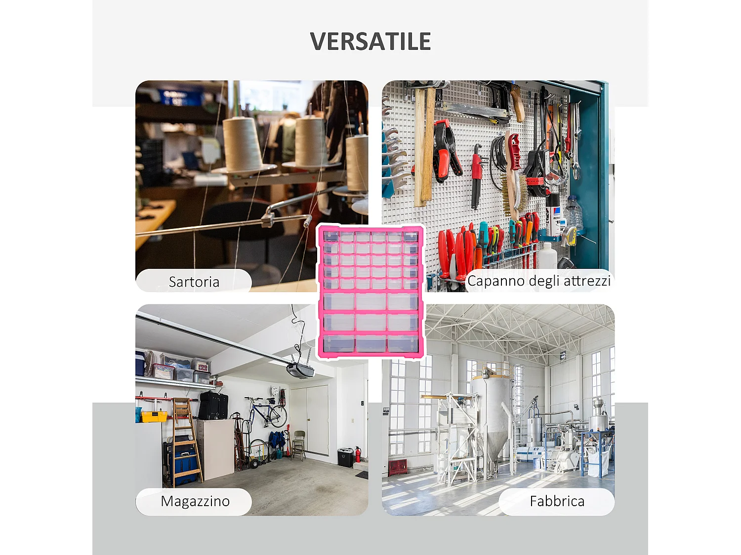 Cassettiera portaminuterie 39 cassetti trasparenti