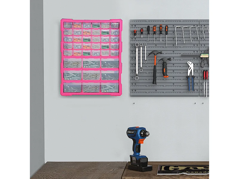 Cassettiera portaminuterie 39 cassetti trasparenti