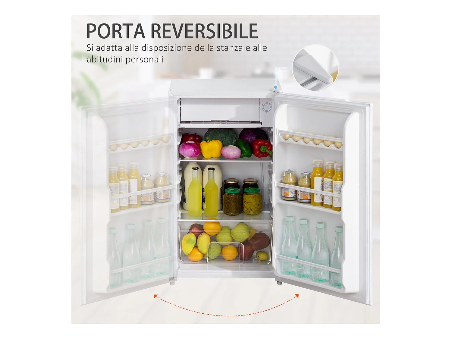 Frigo portatile 91l con scaffali a parete ripiani e 1 cassetto