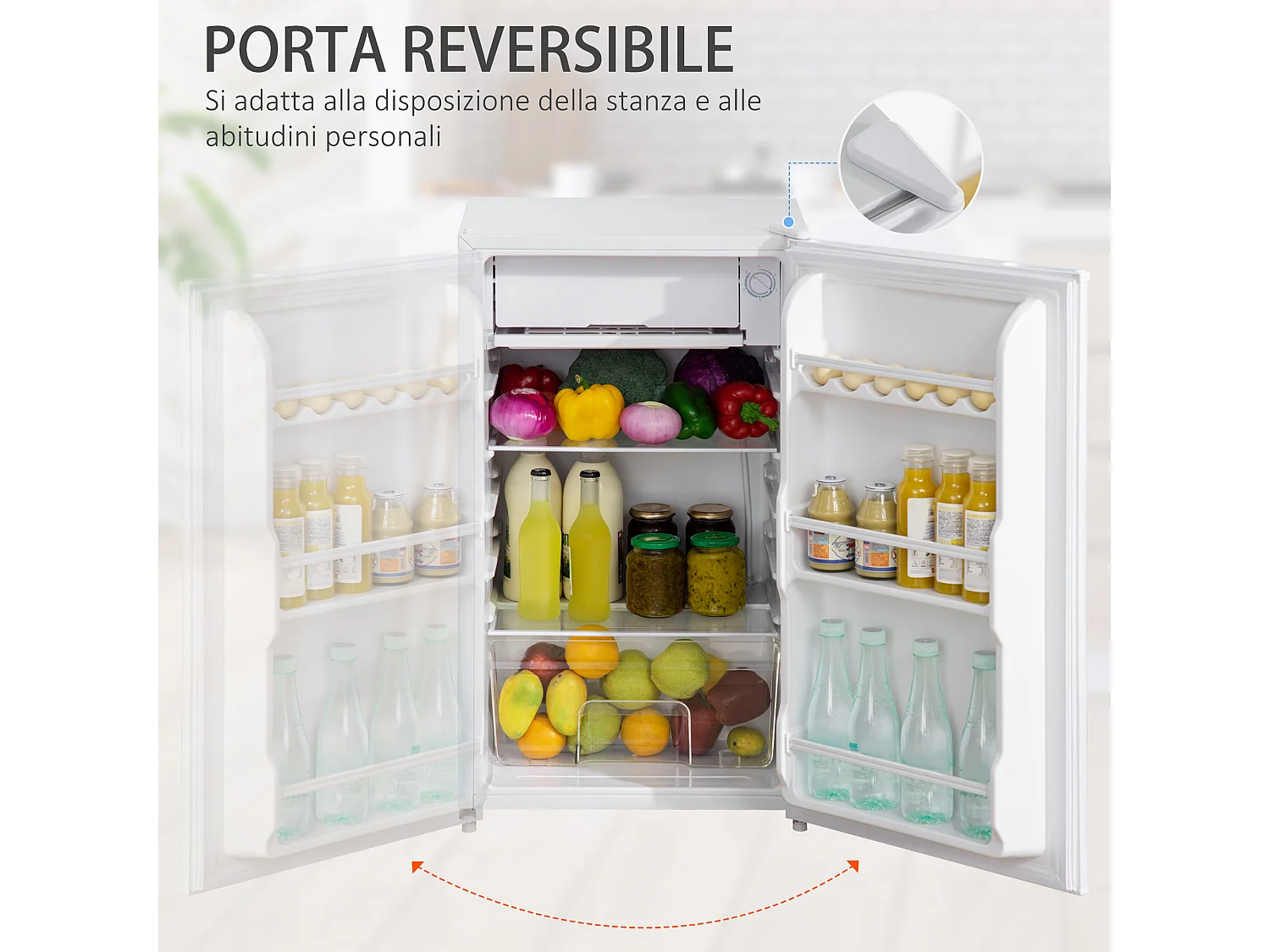 Frigo portatile 91l con scaffali a parete ripiani e 1 cassetto