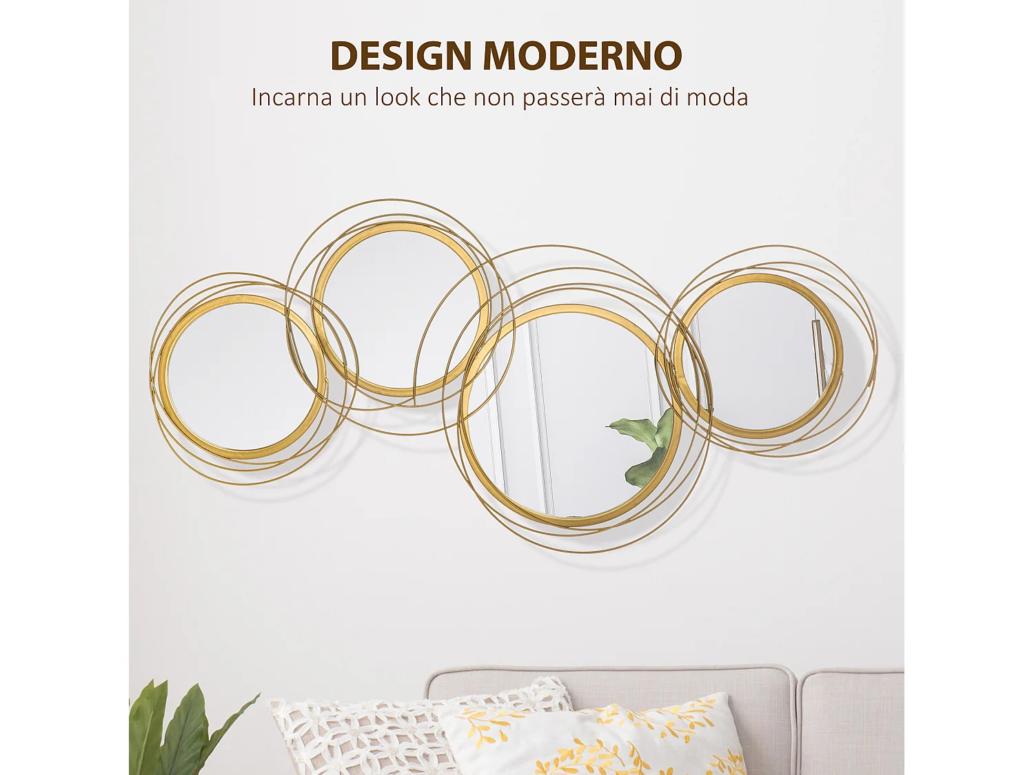 Wall art 3d in metallo decorazione murale a cerchi con specchi