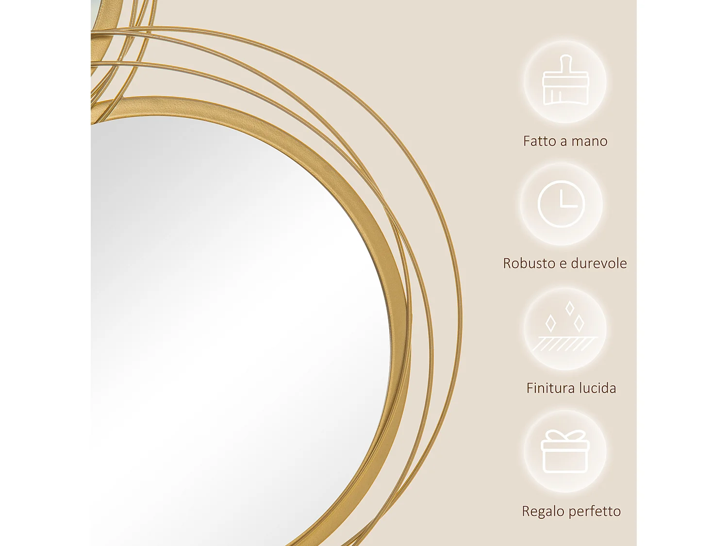 Wall art 3d in metallo decorazione murale a cerchi con specchi