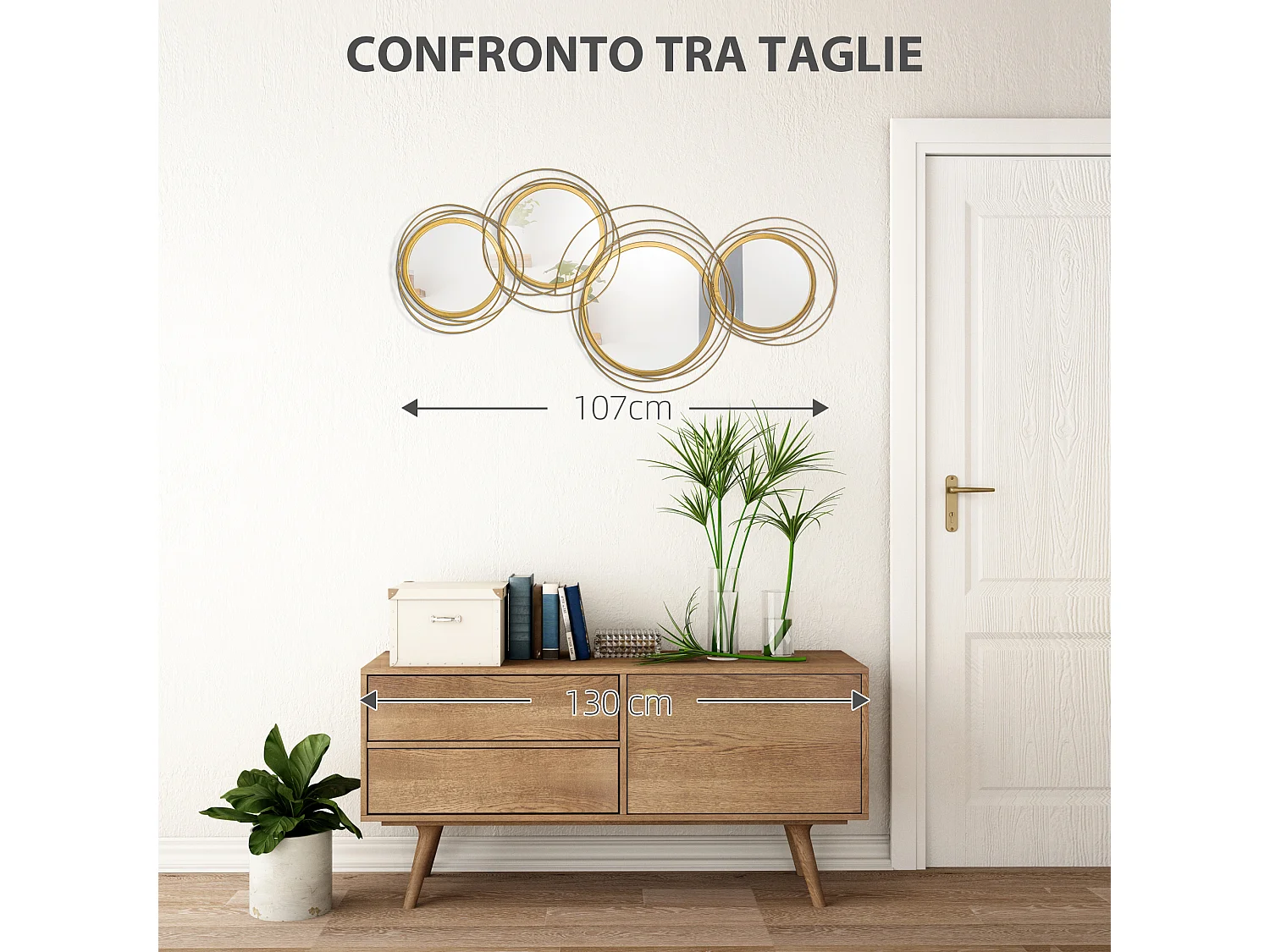 Wall art 3d in metallo decorazione murale a cerchi con specchi