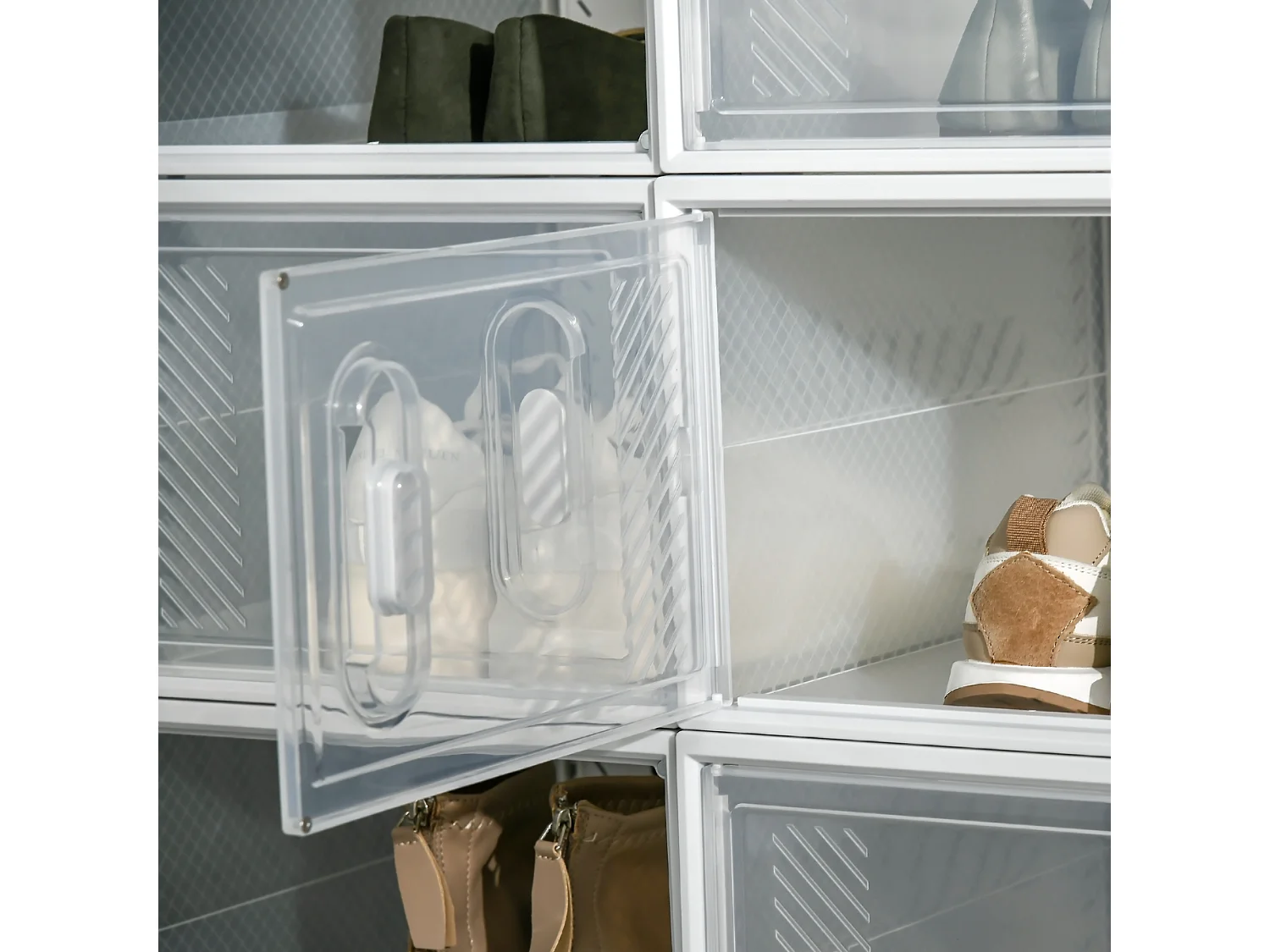 Mobile scarpiera modulabile 18 cubi 28x36x21cm in pp bianco