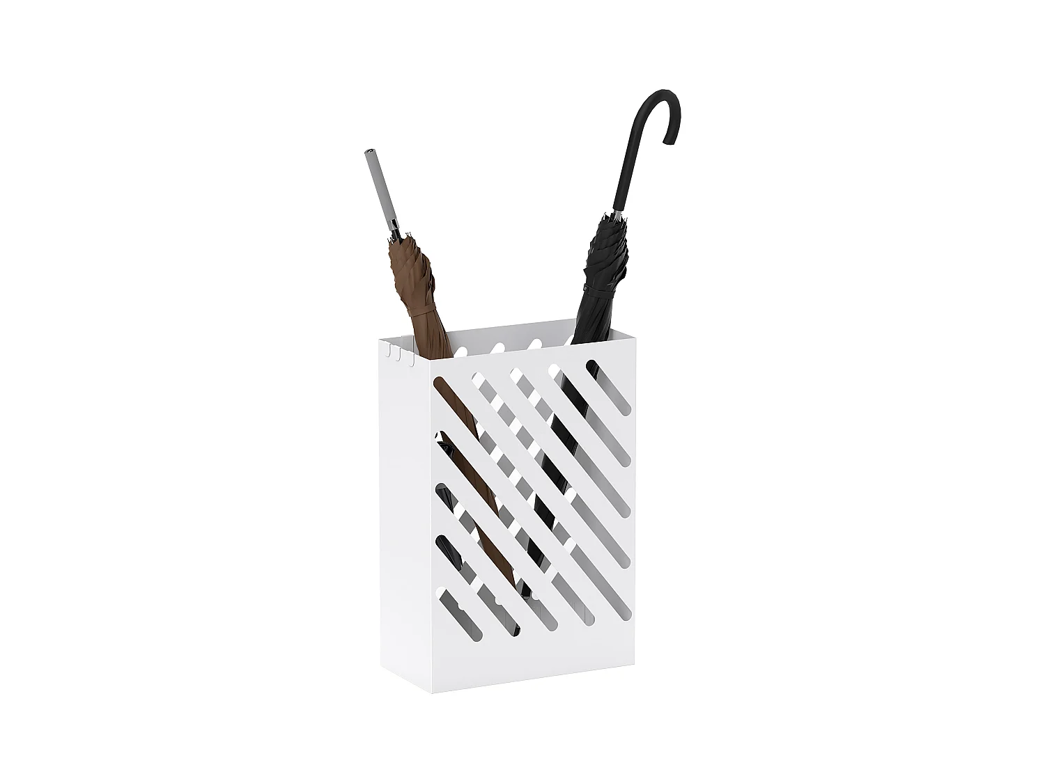 Portaombrelli di design con 4 ganci in metallo bianco