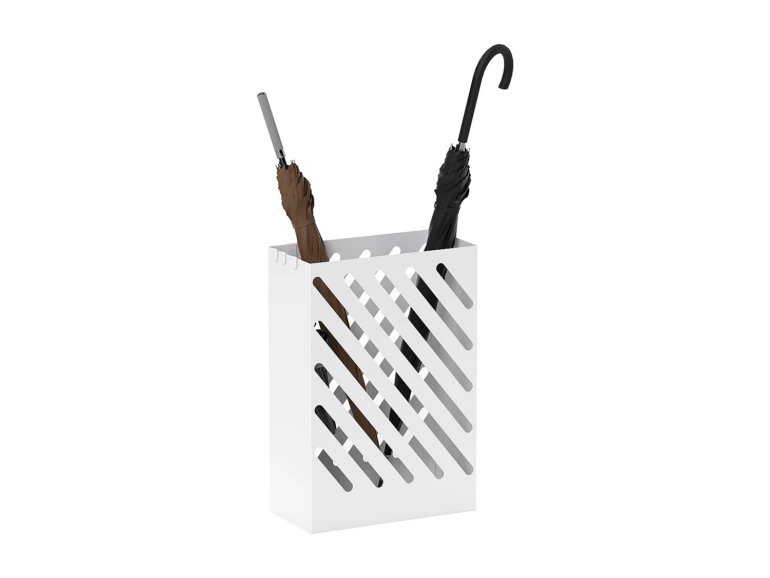 Portaombrelli di design con 4 ganci in metallo bianco