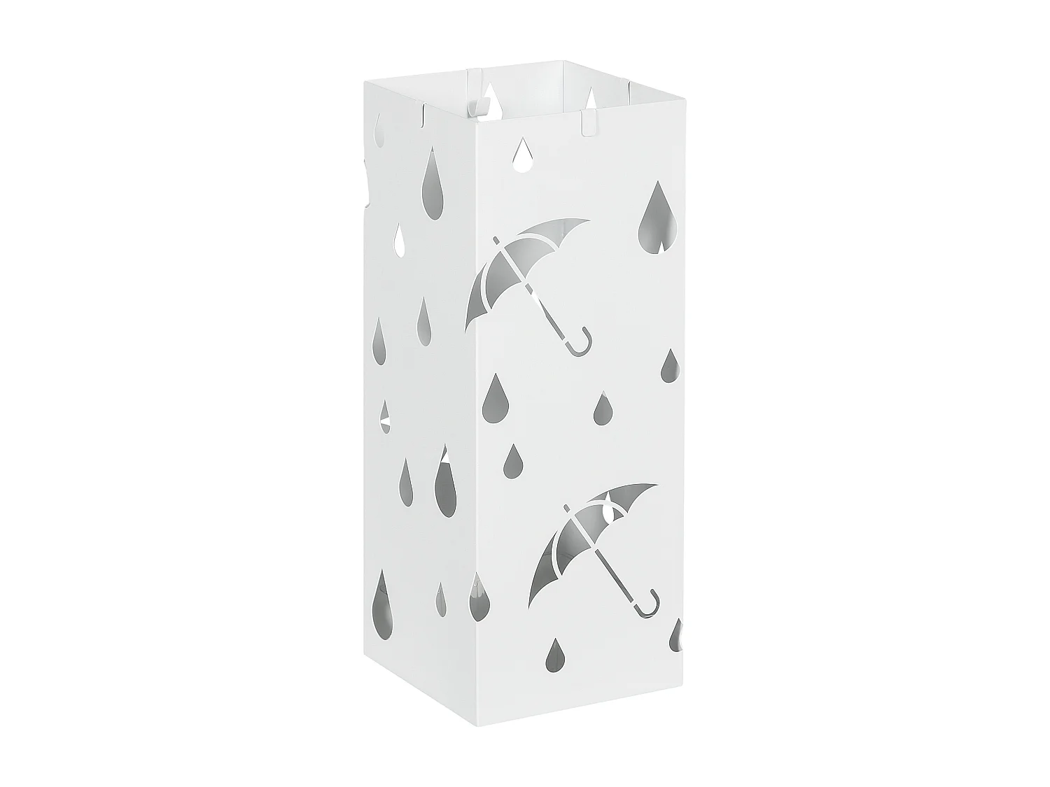 Portaombrelli di design con 4 ganci e vaschetta in metallo bianco