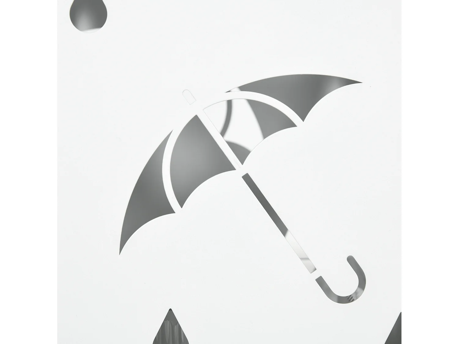 Portaombrelli di design con 4 ganci e vaschetta in metallo bianco