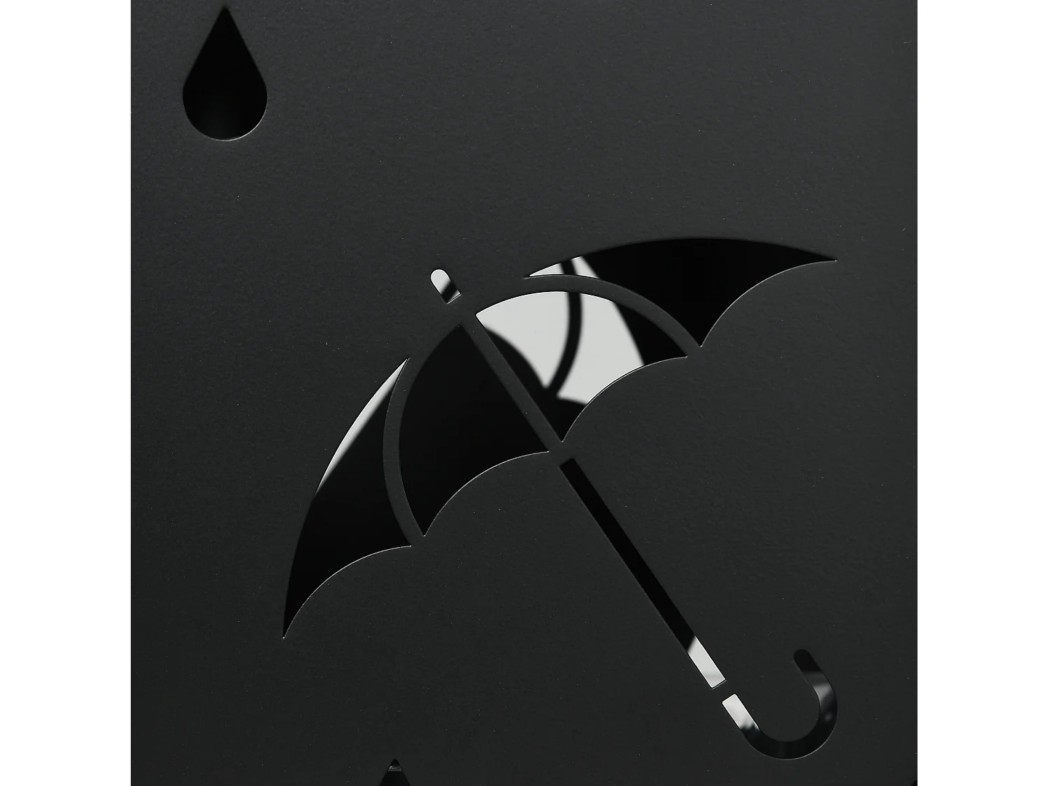 Portaombrelli di design con 4 ganci e vaschetta in metallo nero