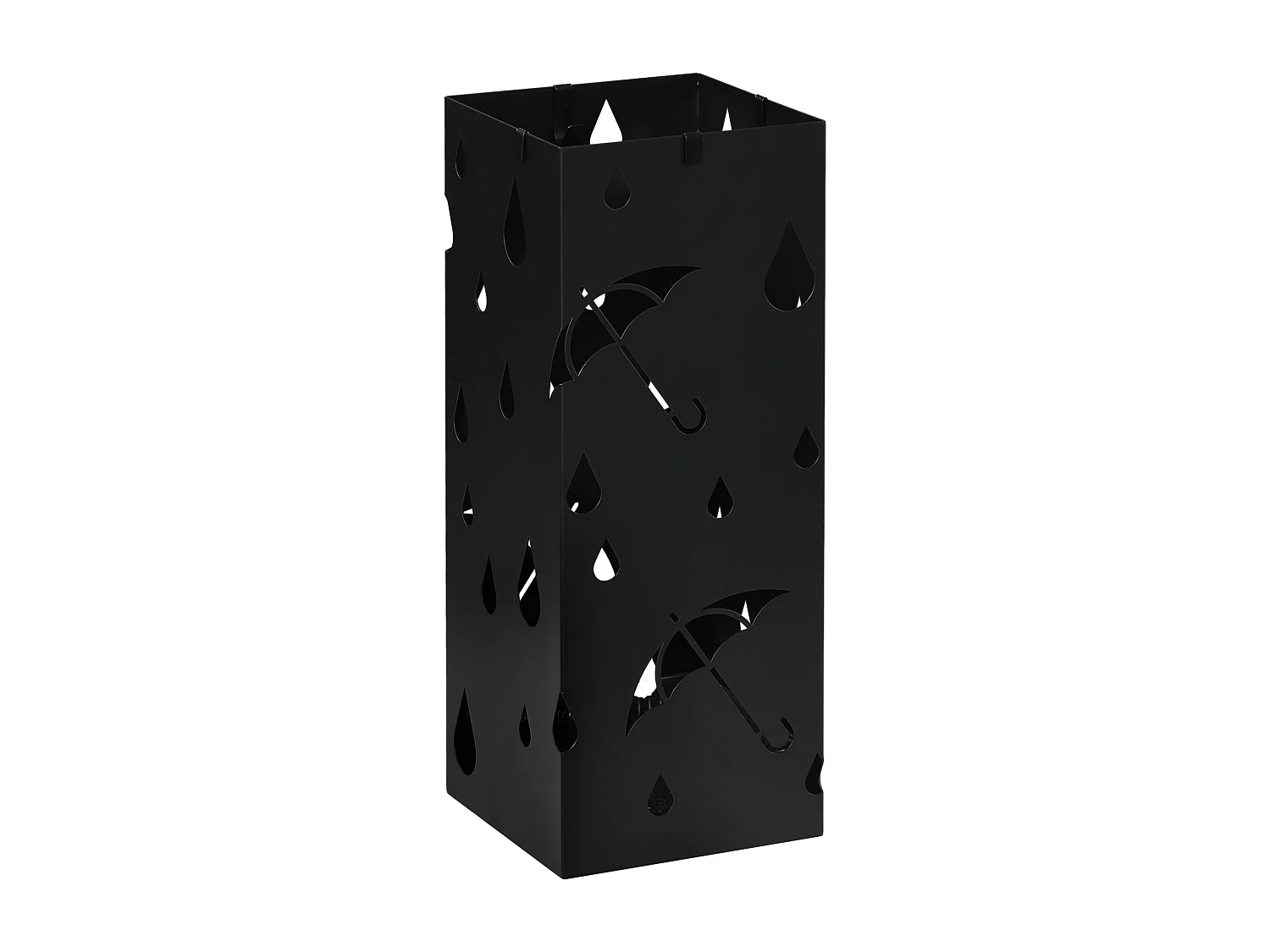 Portaombrelli di design con 4 ganci e vaschetta in metallo nero