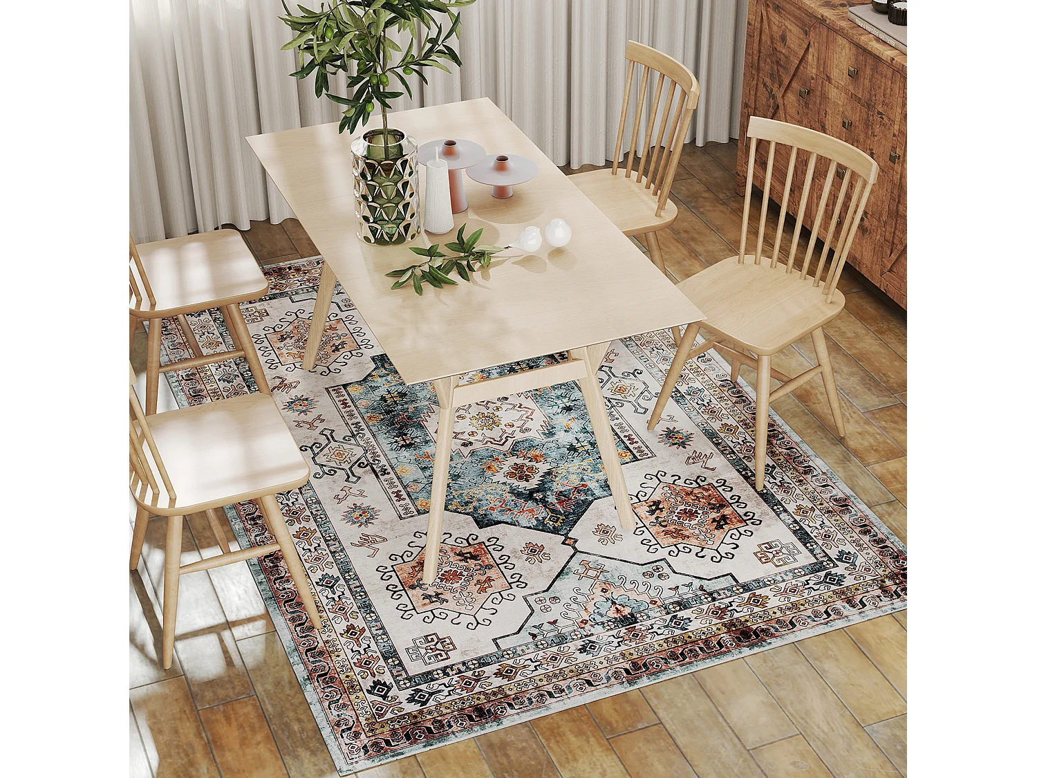 Tappeto vintage a pelo corto antiscivolo e lavabile 230x160 cm