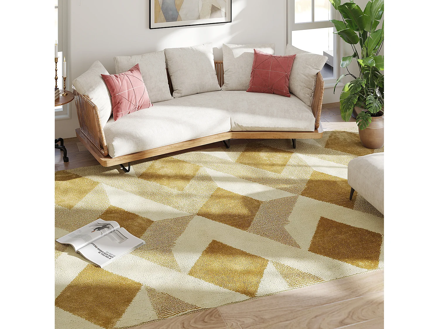 Tappeto moderno ipoallergenico e lavabile 230x160 cm giallo