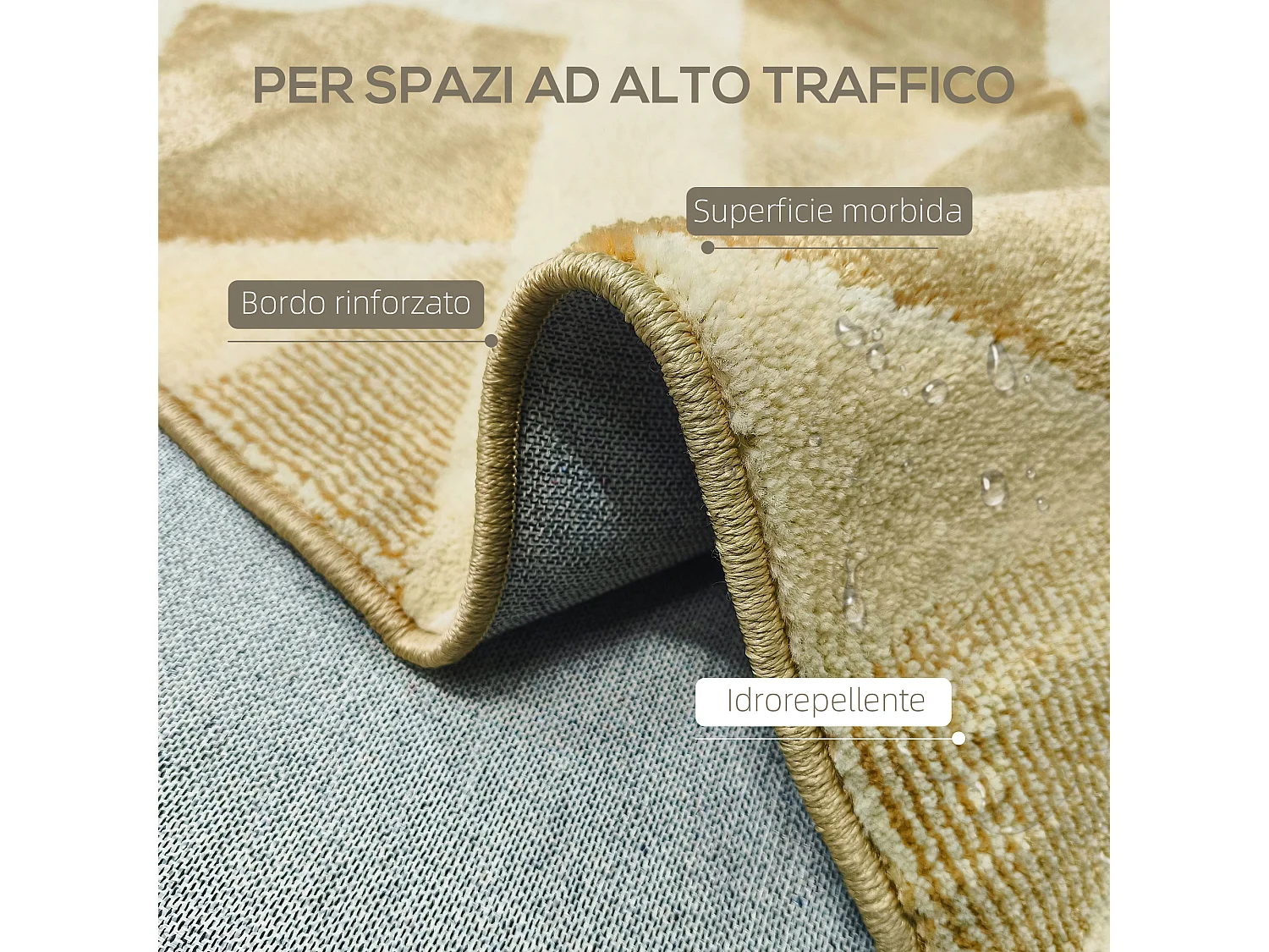 Tappeto moderno ipoallergenico e lavabile 230x160 cm giallo