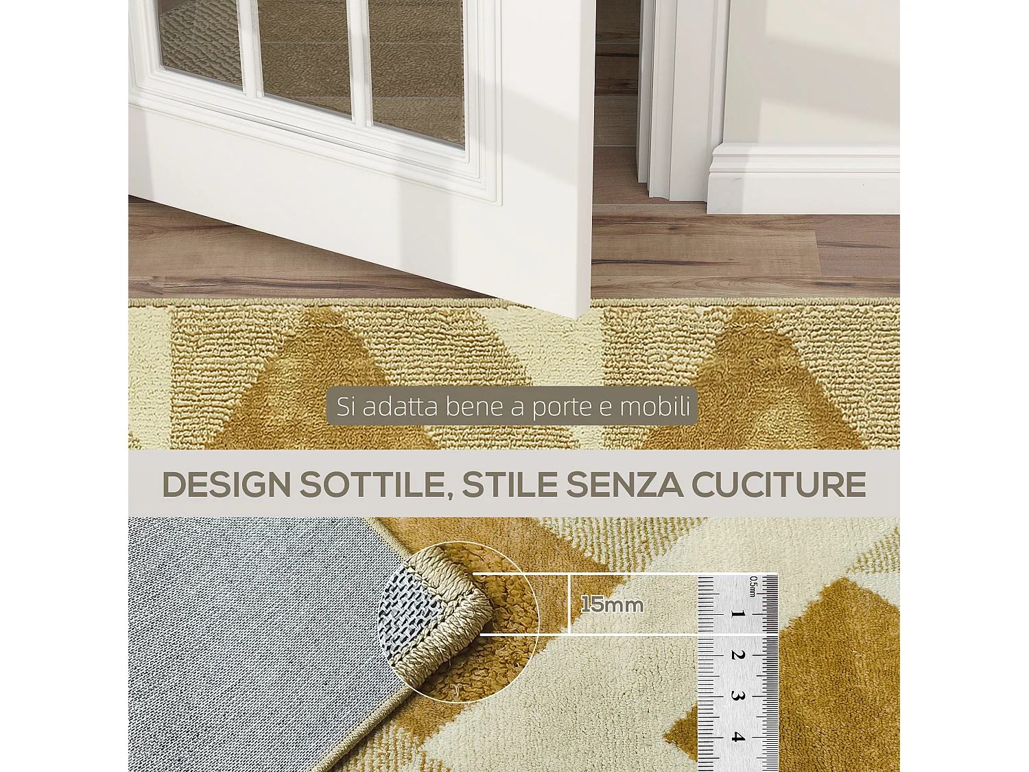 Tappeto moderno ipoallergenico e lavabile 230x160 cm giallo