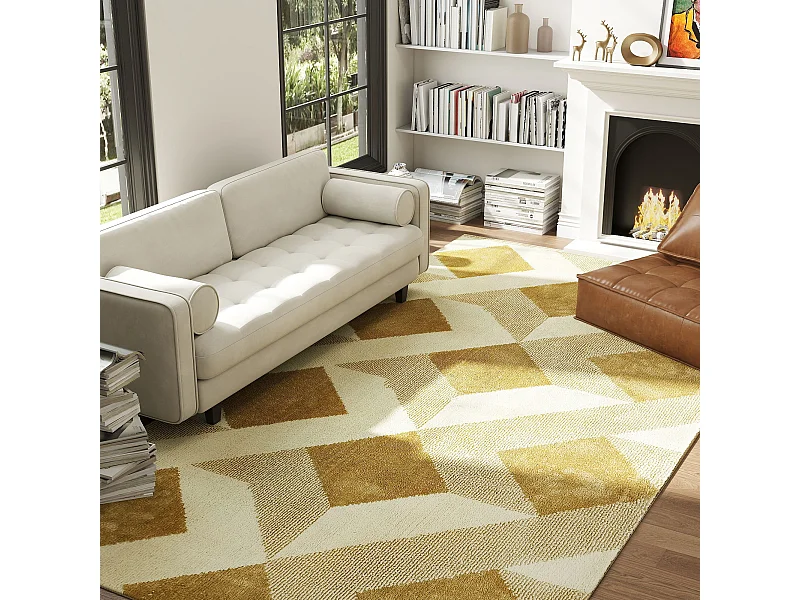 Tappeto moderno ipoallergenico e lavabile 230x160 cm giallo