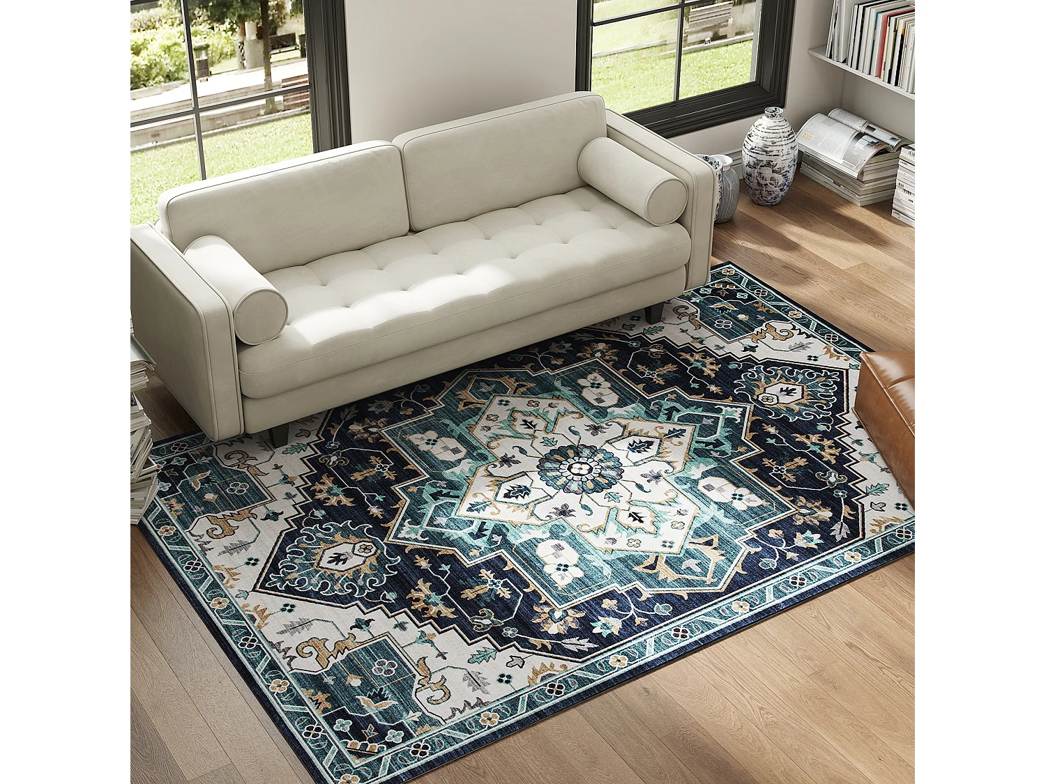 Tappeto bohemien a pelo corto antiscivolo e lavabile 230x160 cm