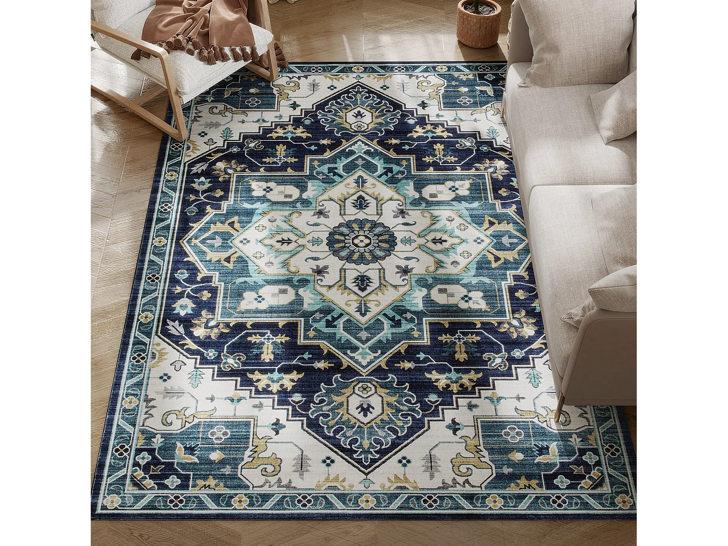 Tappeto bohemien a pelo corto antiscivolo e lavabile 230x160 cm