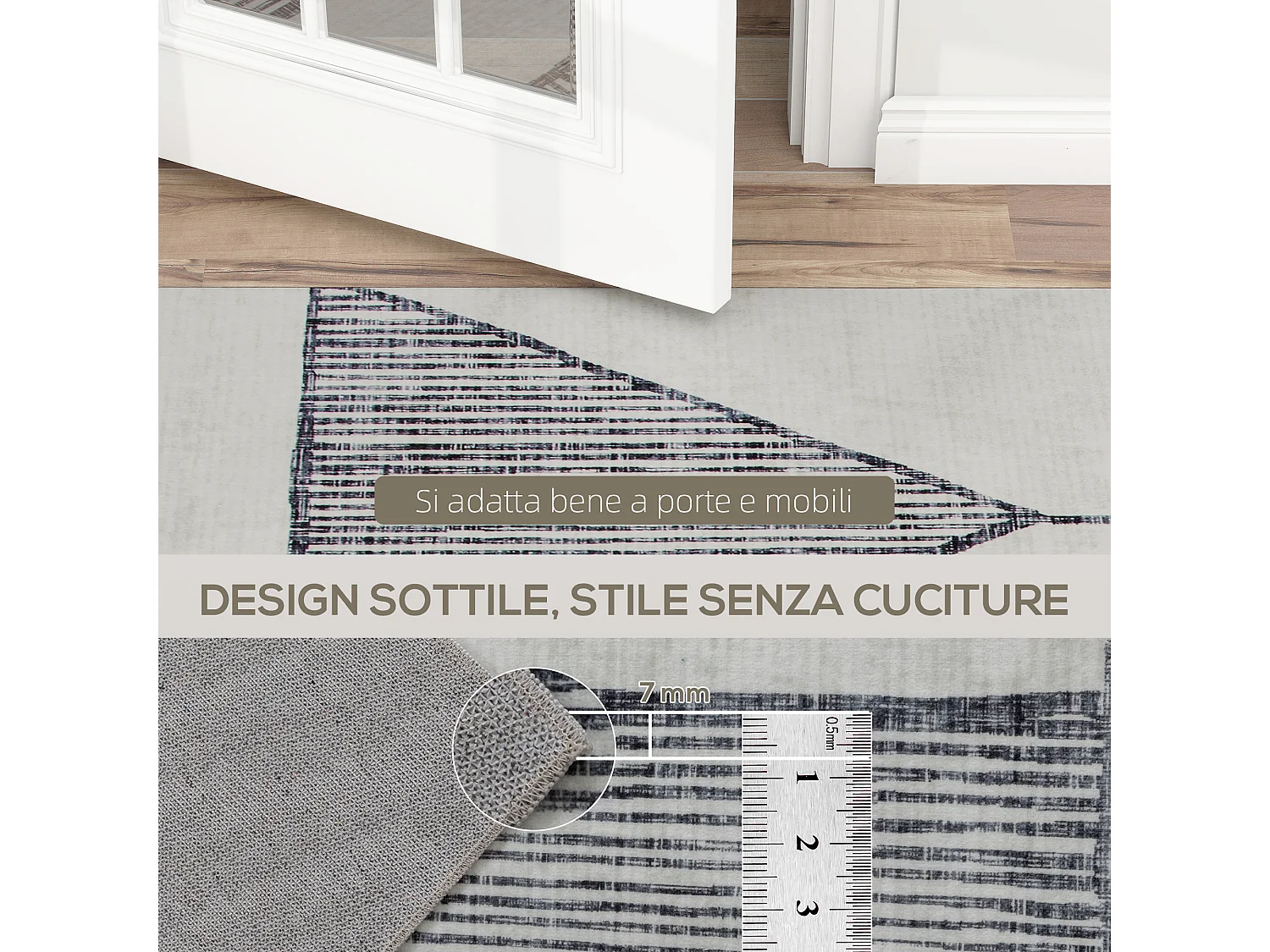 Tappeto moderno a linee geometriche in poliestere multicolore