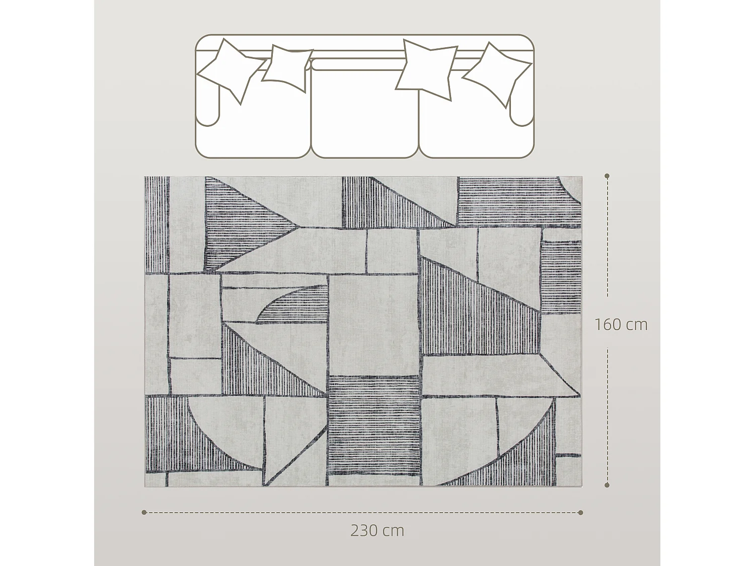 Tappeto moderno a linee geometriche in poliestere multicolore